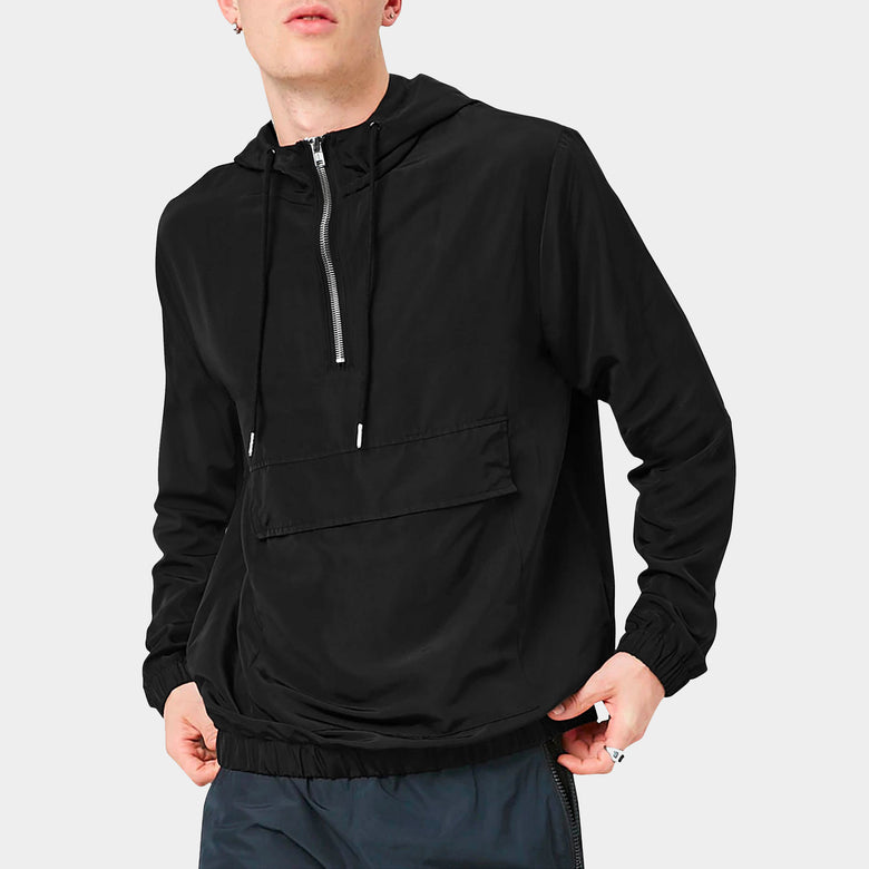 Men’s Half Zip Anorak Jacket in anorak_anoraks_north face fanorak_fanorak_north face anorak_carhartt anorak_anorak windbreaker_waterproof anorak_ski anorak_Black - Hat and Beyond o