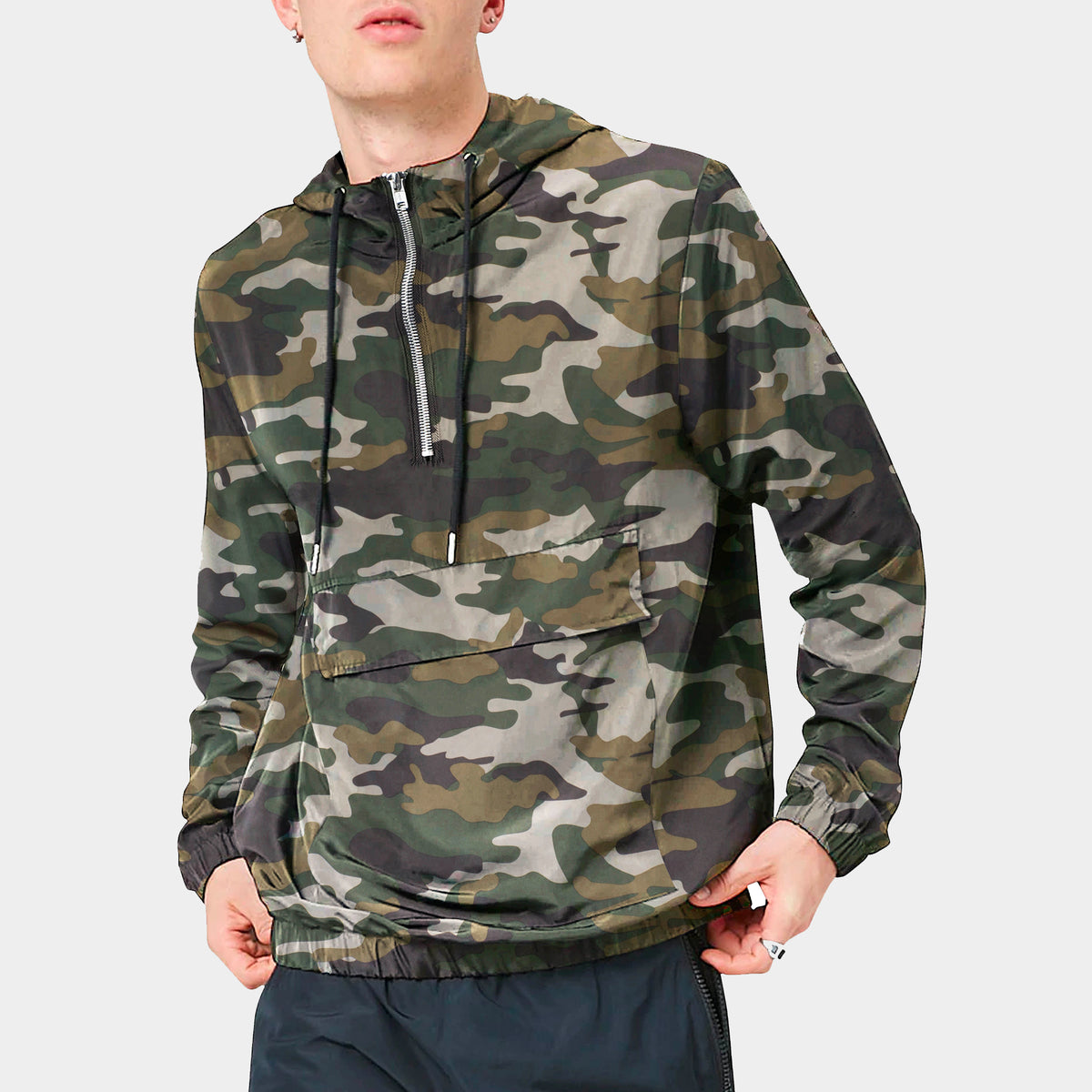Men’s Half Zip Anorak Jacket in anorak_anoraks_north face fanorak_fanorak_north face anorak_carhartt anorak_anorak windbreaker_waterproof anorak_ski anorak_Camo - Hat and Beyond ou