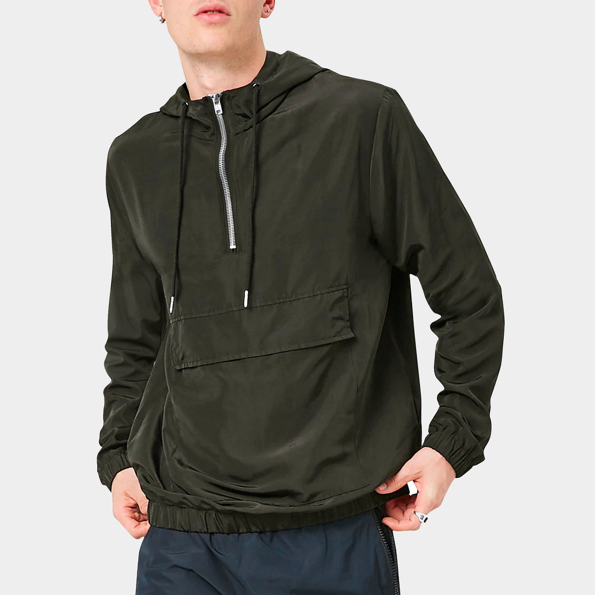 Men’s Half Zip Anorak Jacket in anorak_anoraks_north face fanorak_fanorak_north face anorak_carhartt anorak_anorak windbreaker_waterproof anorak_ski anorak_Olive - Hat and Beyond o
