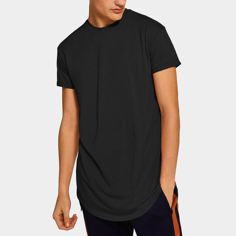 Men’s Longline T-Shirt in Black - Hat and Beyond blank tee