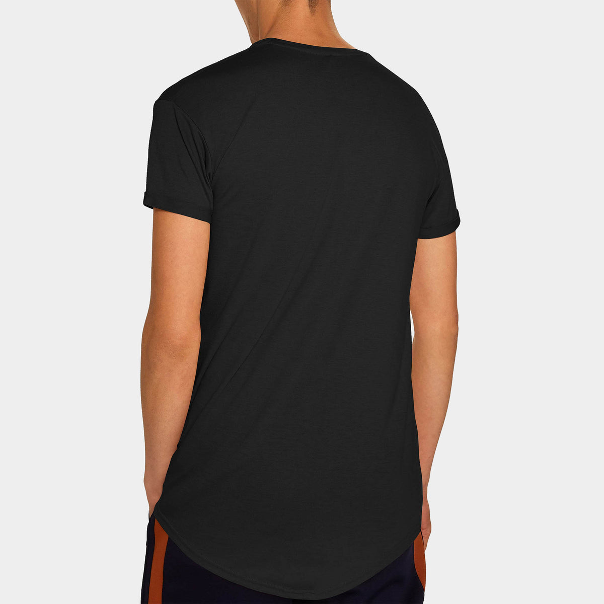 Men’s Longline T-Shirt in Black - Hat and Beyond blank tee