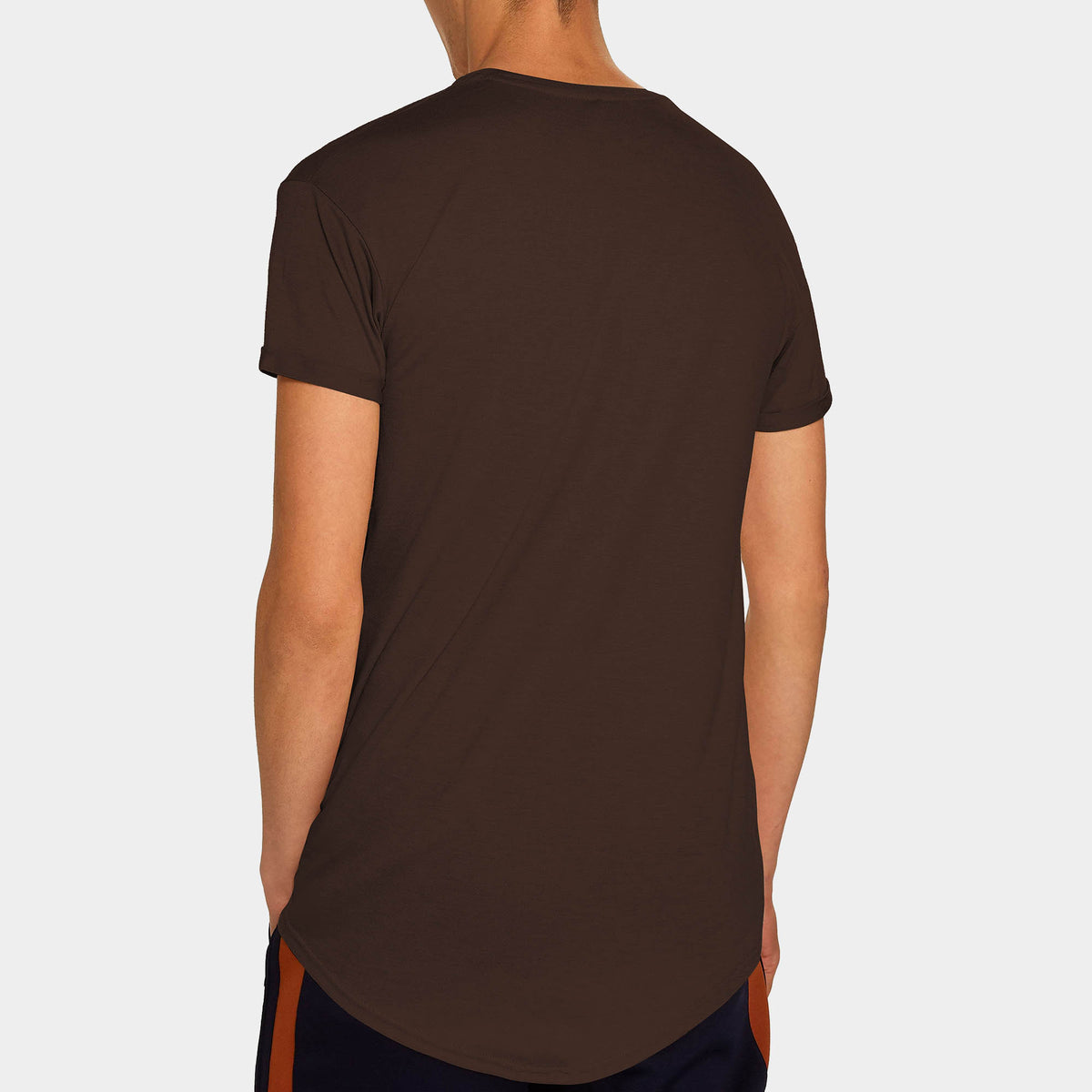 Men’s Longline T-Shirt in Cacao Shell - Hat and Beyond blank tee