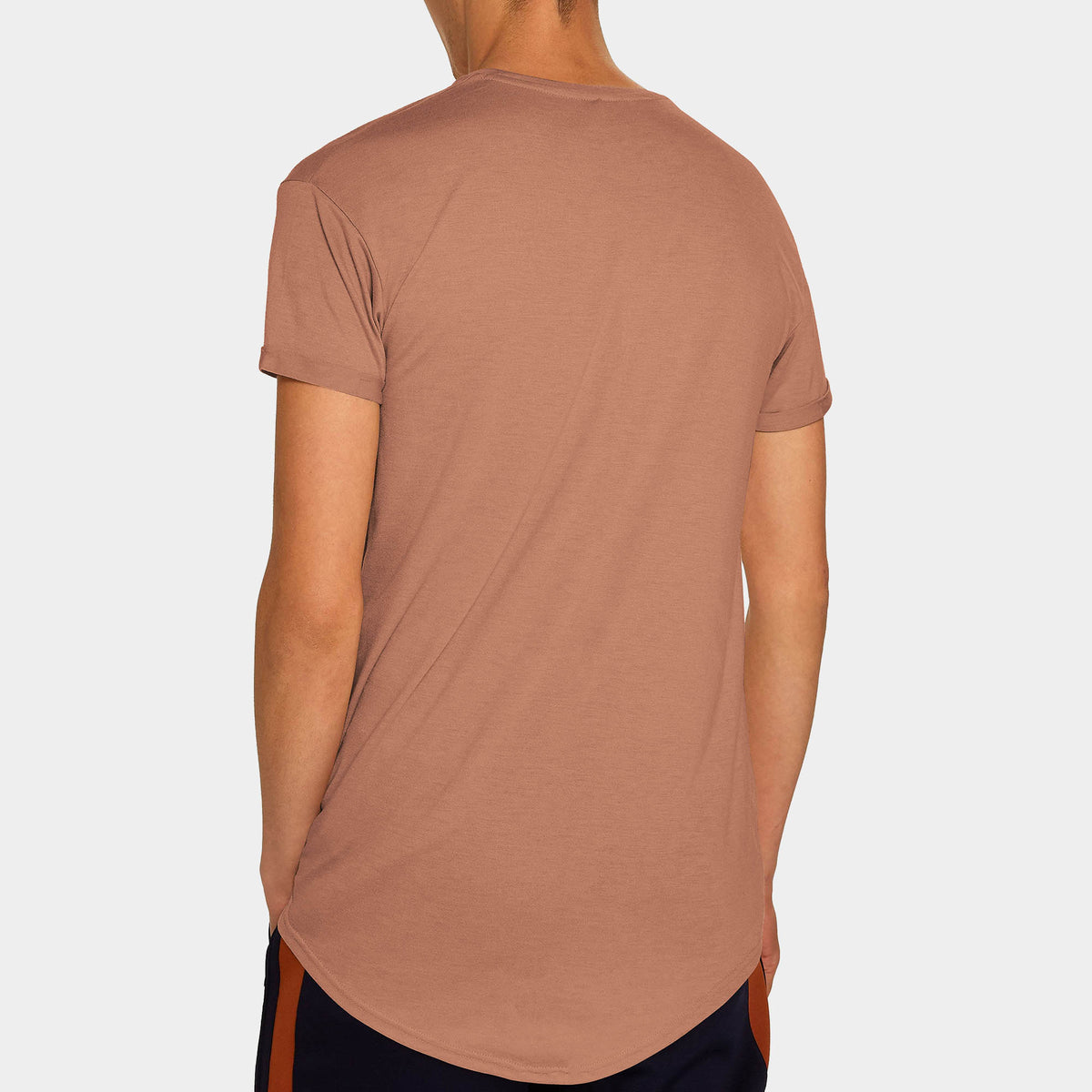 Men’s Longline T-Shirt in Dusty Rose - Hat and Beyond blank tee