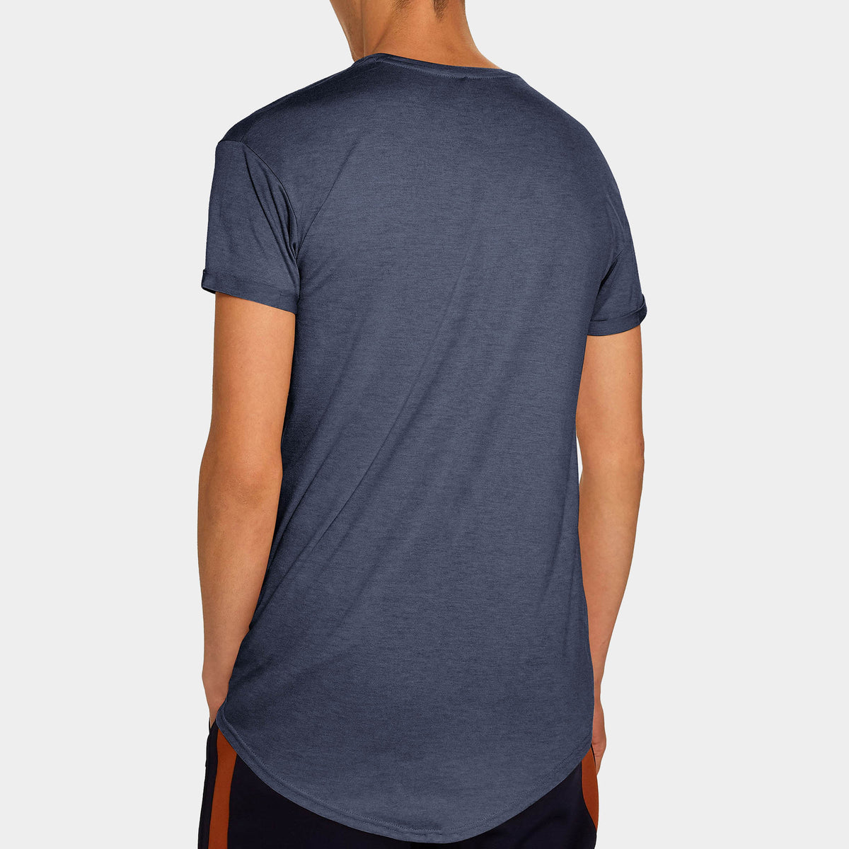 Men’s Longline T-Shirt in Heather Shale Blue - Hat and Beyond blank tee