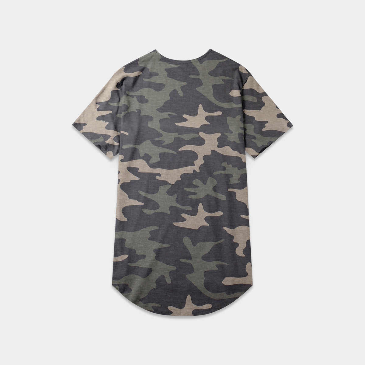 Men’s Longline T-Shirt in Khaki Camo - Hat and Beyond blank tee