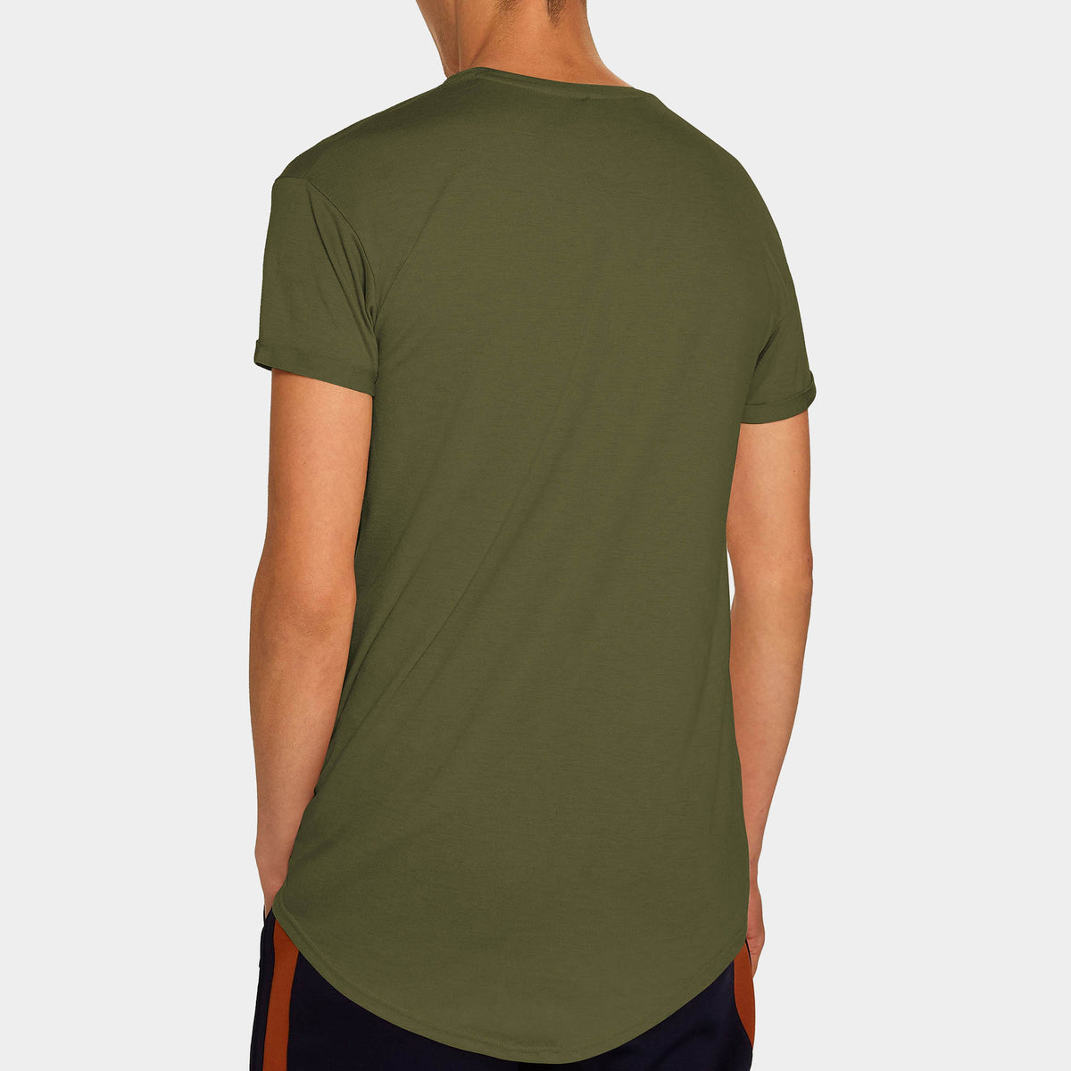 Men’s Longline T-Shirt in Military Green - Hat and Beyond blank tee