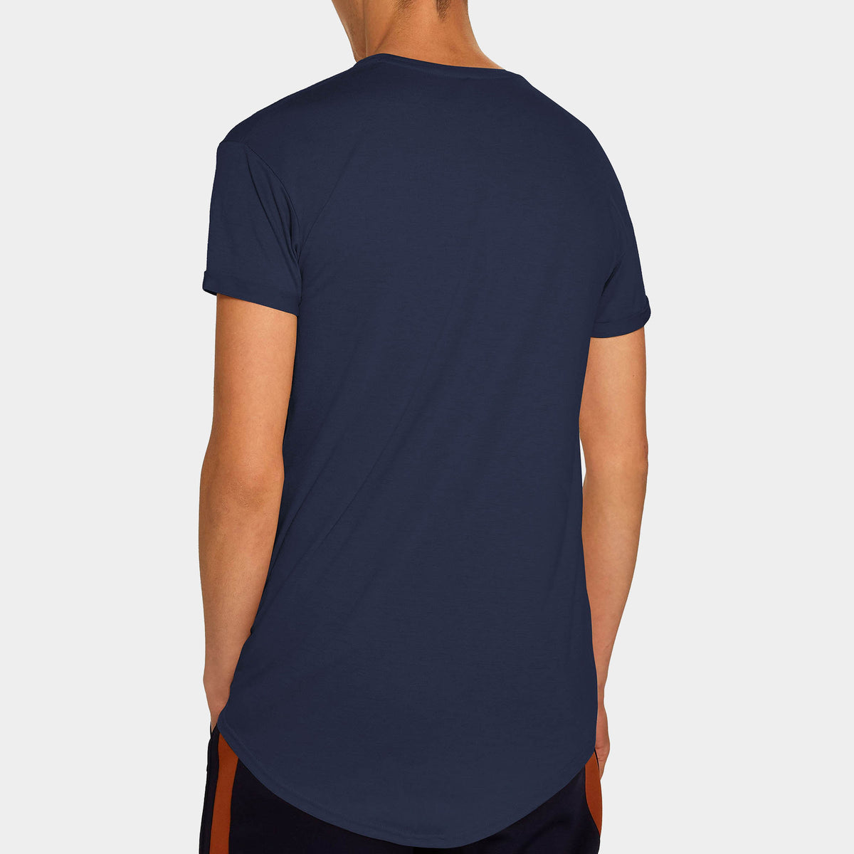 Men’s Longline T-Shirt in Navy - Hat and Beyond blank tee