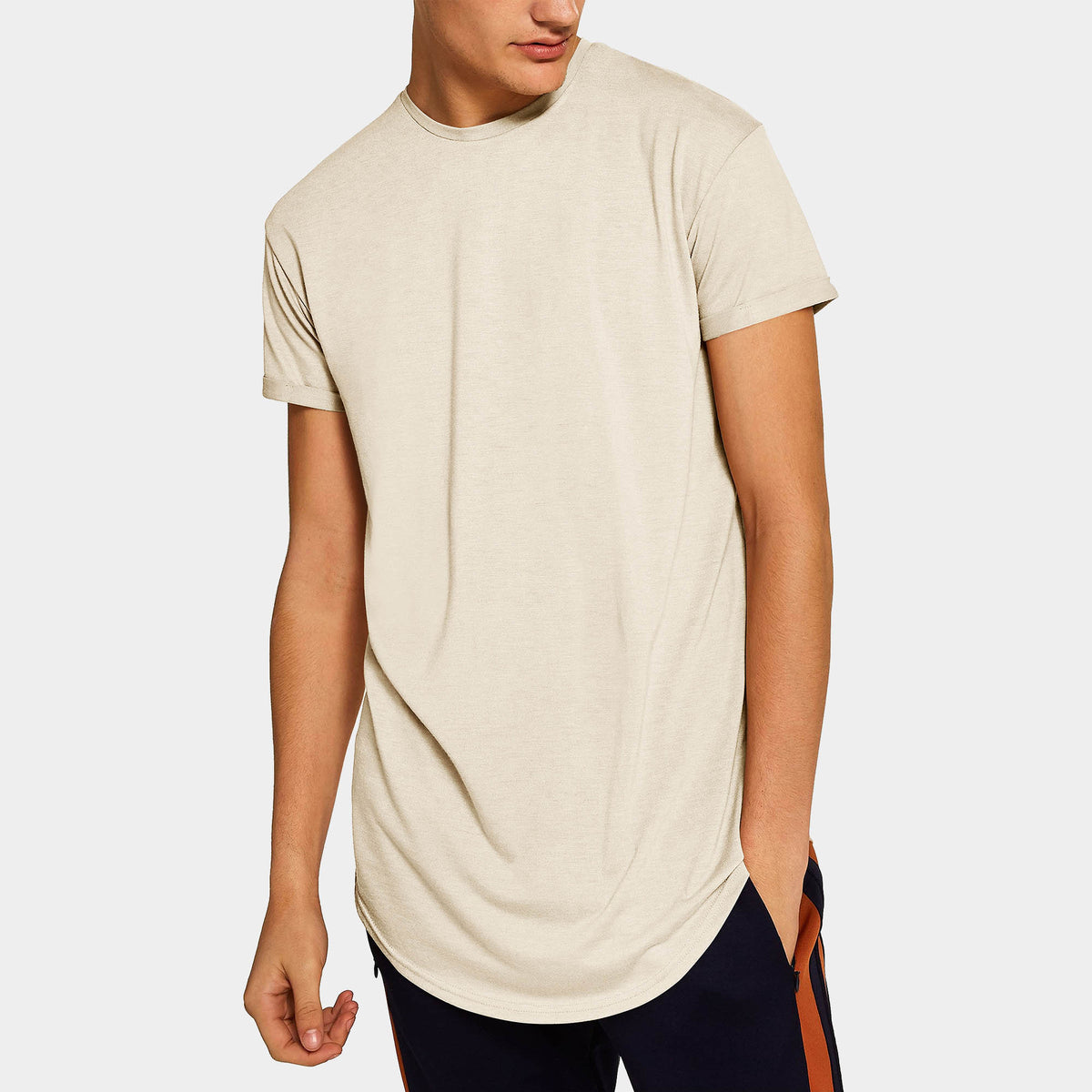 Men’s Longline T-Shirt in Vintage White - Hat and Beyond blank tee