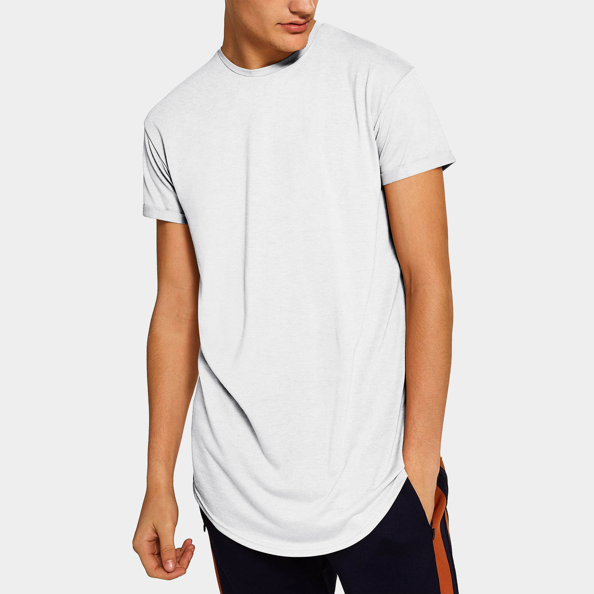 Men’s Longline T-Shirt in White - Hat and Beyond blank tee