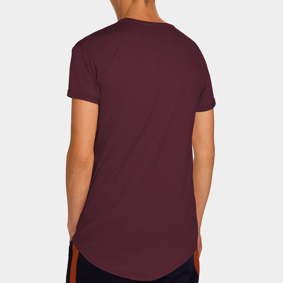 Men’s Longline T-Shirt in Wine - Hat and Beyond blank tee