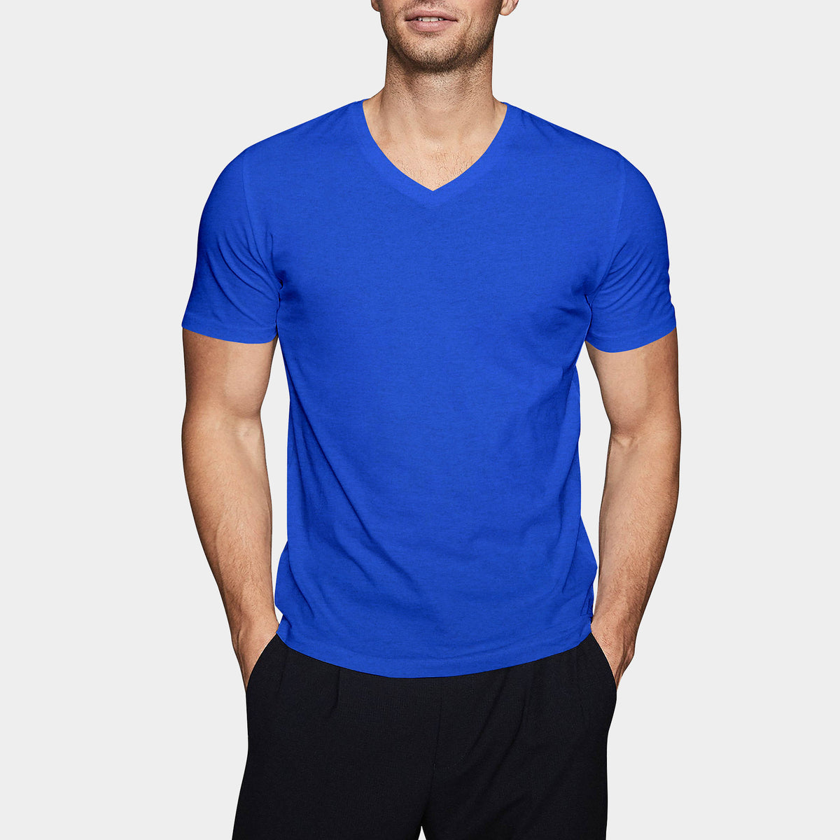 Men’s V-Neck T-Shirt in v neck men_v neck t shirts for men_best v neck t shirts mens_mens deep v neck t shirts_v neck shirt mens_best v neck undershirt_Heather Team Royal - Hat and