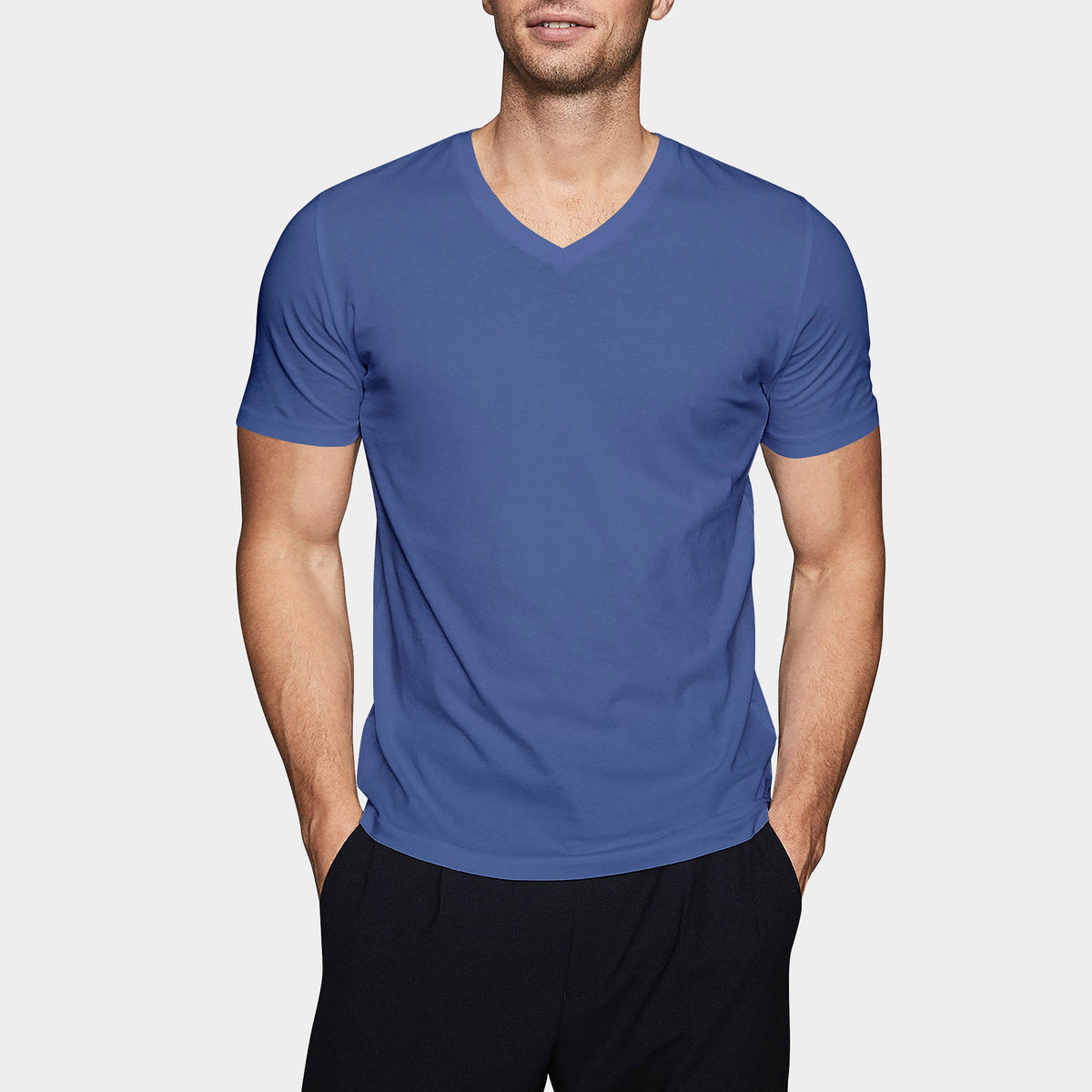 Men’s V-Neck T-Shirt in v neck men_v neck t shirts for men_best v neck t shirts mens_mens deep v neck t shirts_v neck shirt mens_best v neck undershirt_Royal Blue - Hat and Beyond 