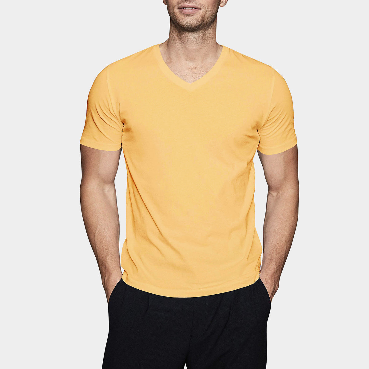 Men’s V-Neck T-Shirt in v neck men_v neck t shirts for men_best v neck t shirts mens_mens deep v neck t shirts_v neck shirt mens_best v neck undershirt_Squash - Hat and Beyond blan