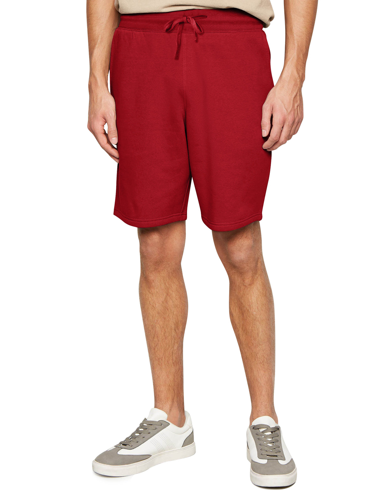 Men’s Premium Sweat Shorts with Elastic Drawstring in Red - Hat and Beyond fleece joggers