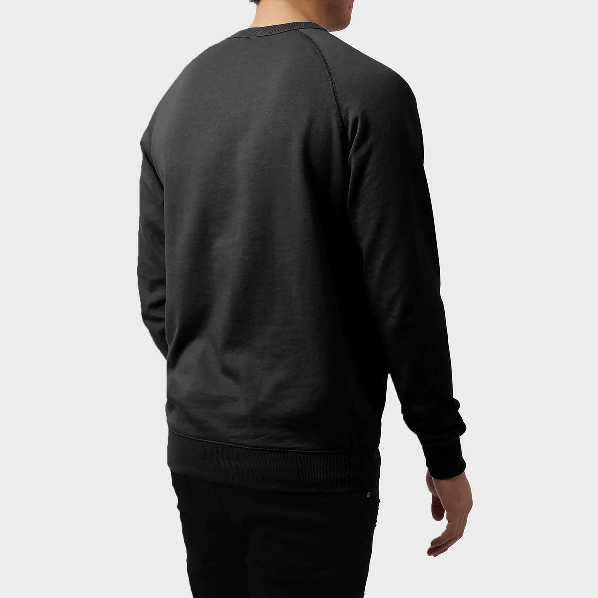 Men’s French Terry Crew Neck Sweater in sweater_cardigan_crew neck sweater_long sweater_mens sweater_cute sweaters_mens cardigan_french terry fabric_french terry_Black - Hat and Be