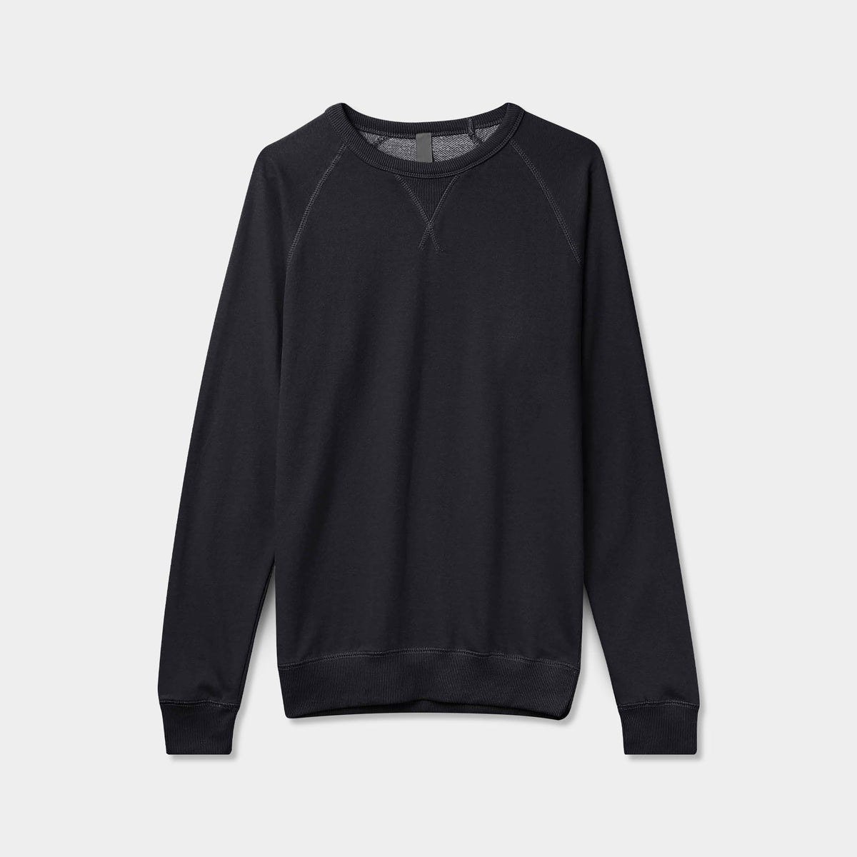 Men’s French Terry Crew Neck Sweater in sweater_cardigan_crew neck sweater_long sweater_mens sweater_cute sweaters_mens cardigan_french terry fabric_french terry_Black - Hat and Be