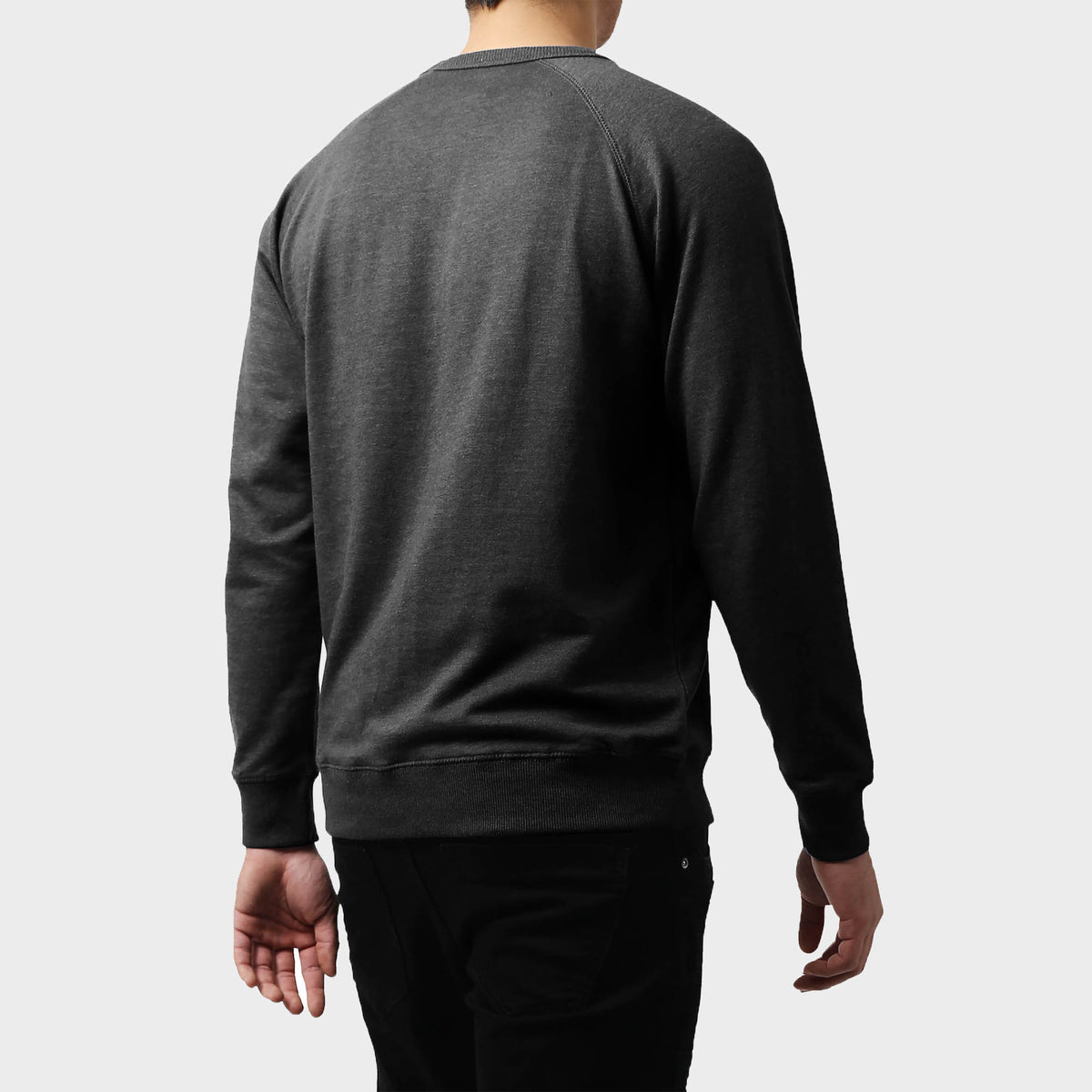Men’s French Terry Crew Neck Sweater in sweater_cardigan_crew neck sweater_long sweater_mens sweater_cute sweaters_mens cardigan_french terry fabric_french terry_Charcoal - Hat and