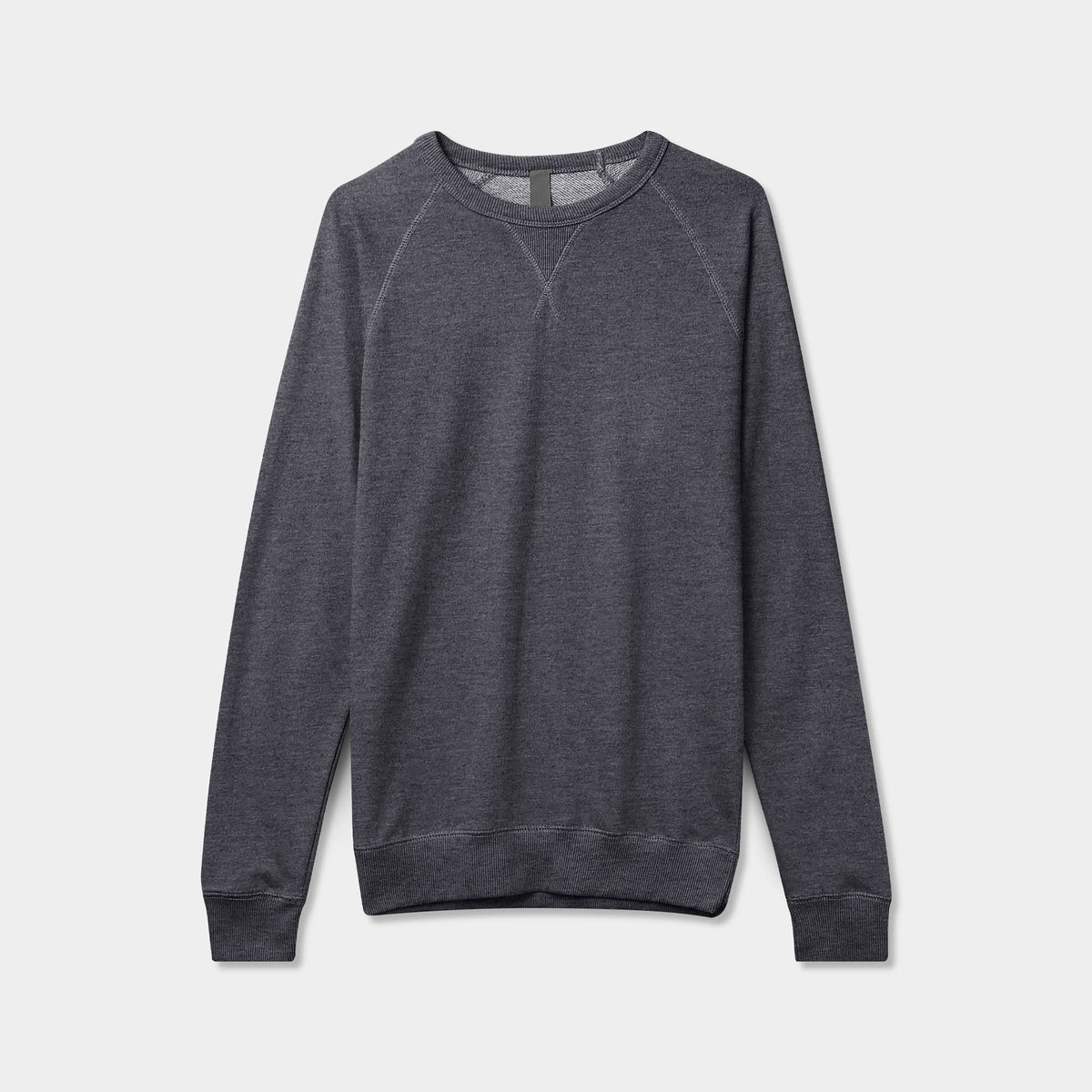 Men’s French Terry Crew Neck Sweater in sweater_cardigan_crew neck sweater_long sweater_mens sweater_cute sweaters_mens cardigan_french terry fabric_french terry_Charcoal - Hat and