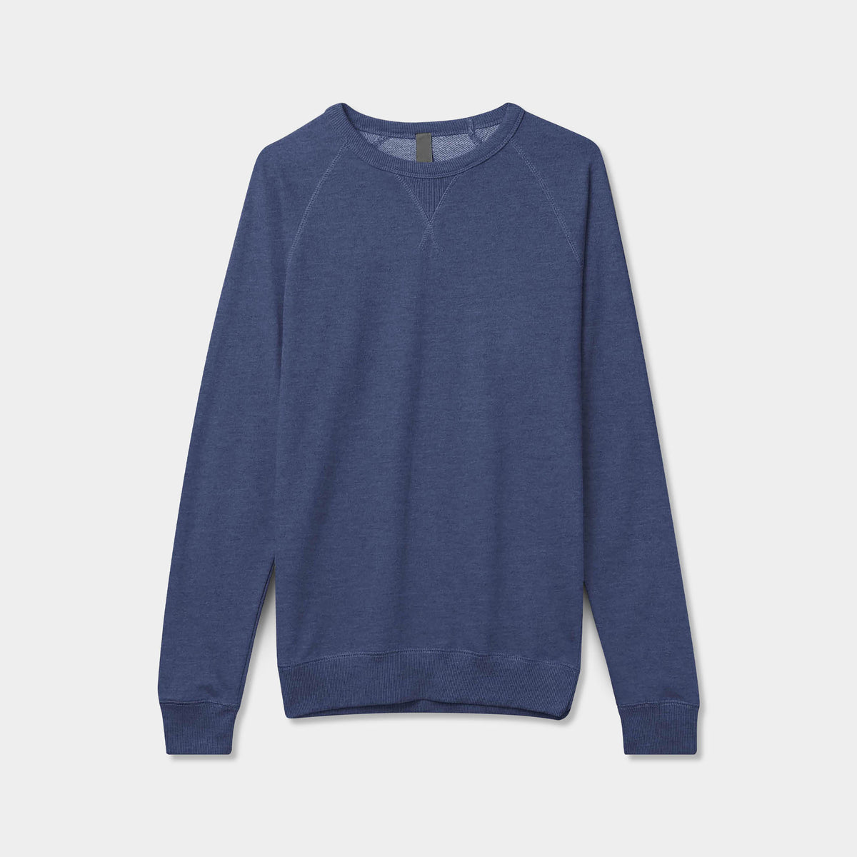 Men’s French Terry Crew Neck Sweater in sweater_cardigan_crew neck sweater_long sweater_mens sweater_cute sweaters_mens cardigan_french terry fabric_french terry_Denim - Hat and Be