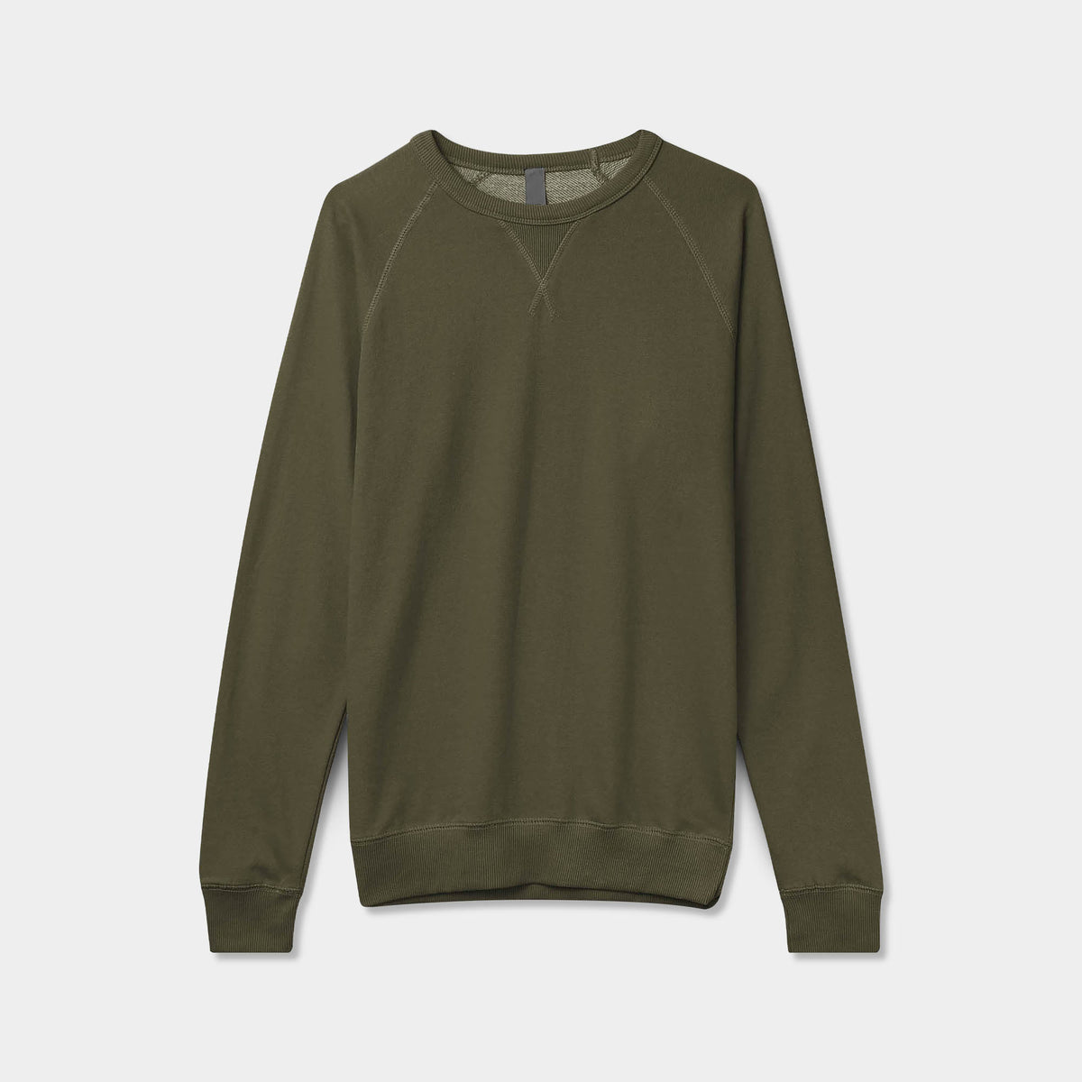 Men’s French Terry Crew Neck Sweater in sweater_cardigan_crew neck sweater_long sweater_mens sweater_cute sweaters_mens cardigan_french terry fabric_french terry_Military Green - H