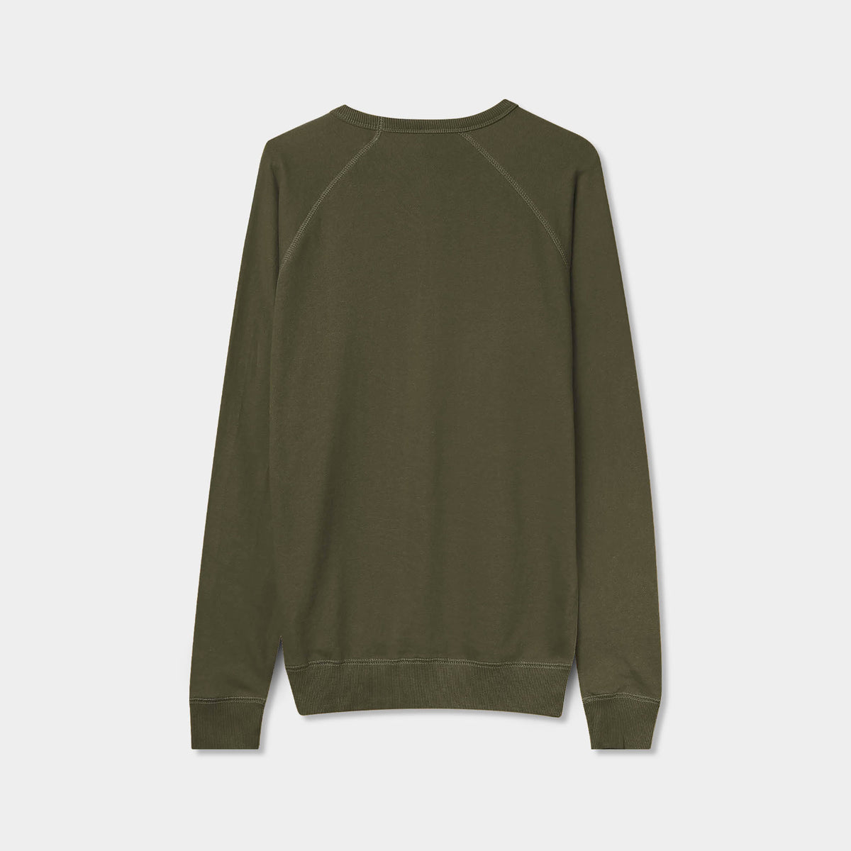 Men’s French Terry Crew Neck Sweater in sweater_cardigan_crew neck sweater_long sweater_mens sweater_cute sweaters_mens cardigan_french terry fabric_french terry_Military Green - H