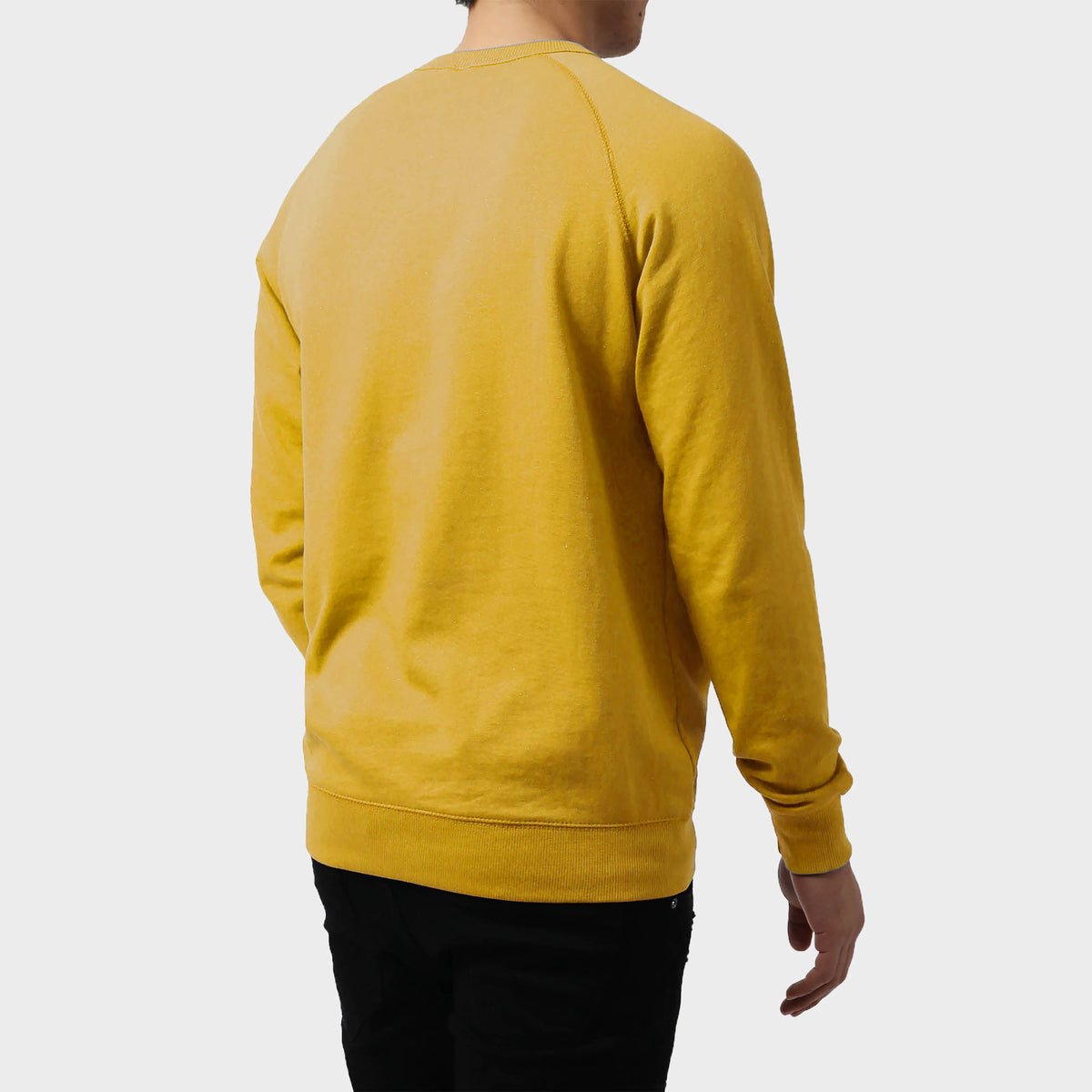 Men’s French Terry Crew Neck Sweater in sweater_cardigan_crew neck sweater_long sweater_mens sweater_cute sweaters_mens cardigan_french terry fabric_french terry_Mustard - Hat and 