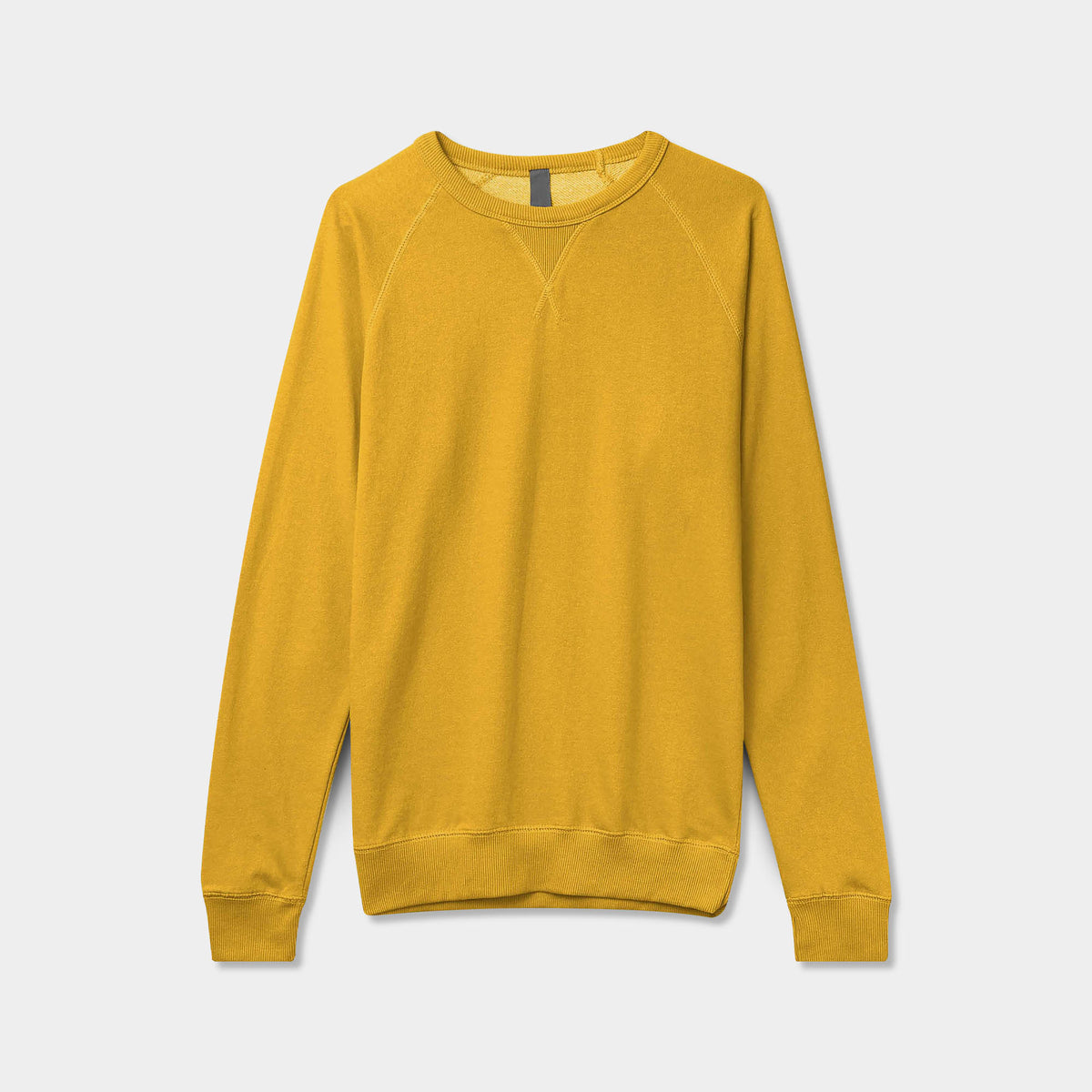 Men’s French Terry Crew Neck Sweater in sweater_cardigan_crew neck sweater_long sweater_mens sweater_cute sweaters_mens cardigan_french terry fabric_french terry_Mustard - Hat and 