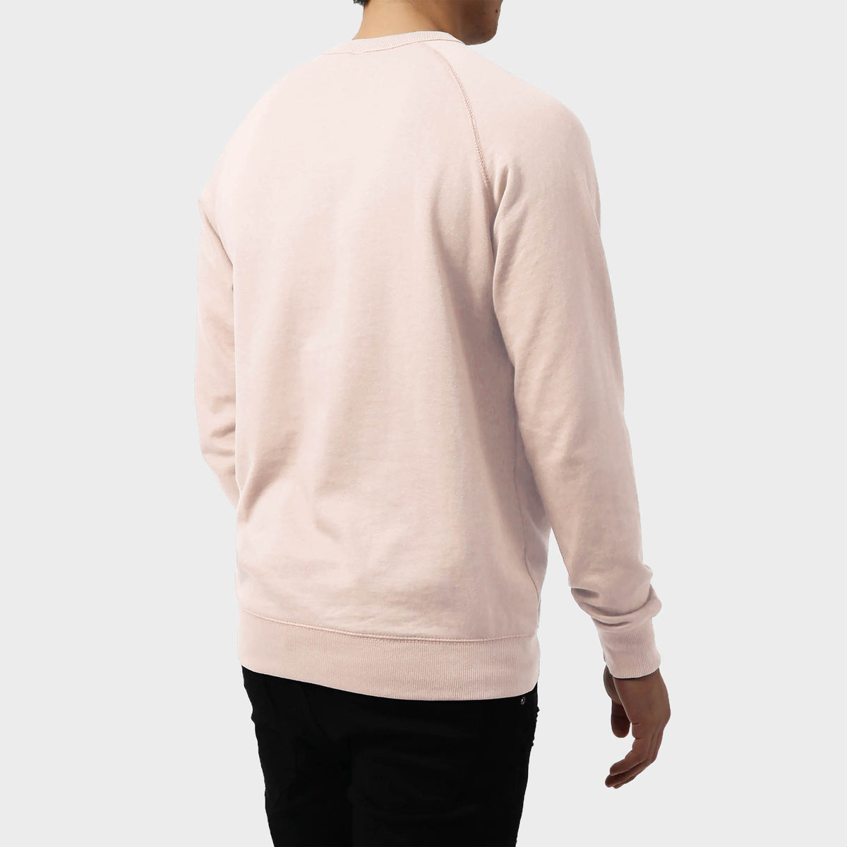 Men’s French Terry Crew Neck Sweater in sweater_cardigan_crew neck sweater_long sweater_mens sweater_cute sweaters_mens cardigan_french terry fabric_french terry_Nude Pink - Hat an