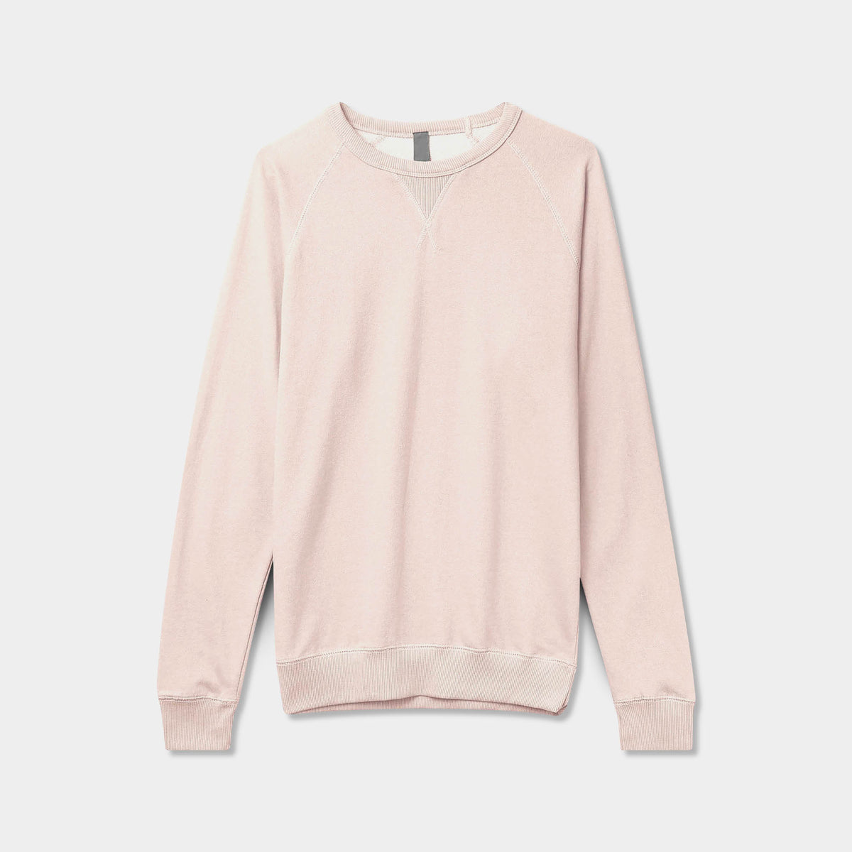 Men’s French Terry Crew Neck Sweater in sweater_cardigan_crew neck sweater_long sweater_mens sweater_cute sweaters_mens cardigan_french terry fabric_french terry_Nude Pink - Hat an