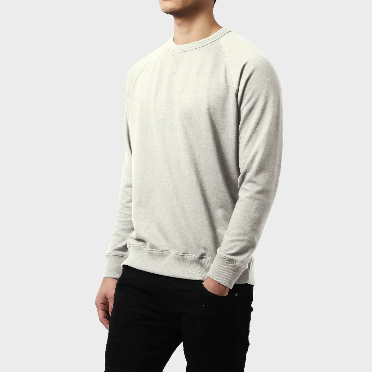 Men’s French Terry Crew Neck Sweater in sweater_cardigan_crew neck sweater_long sweater_mens sweater_cute sweaters_mens cardigan_french terry fabric_french terry_Oatmeal Heather - 
