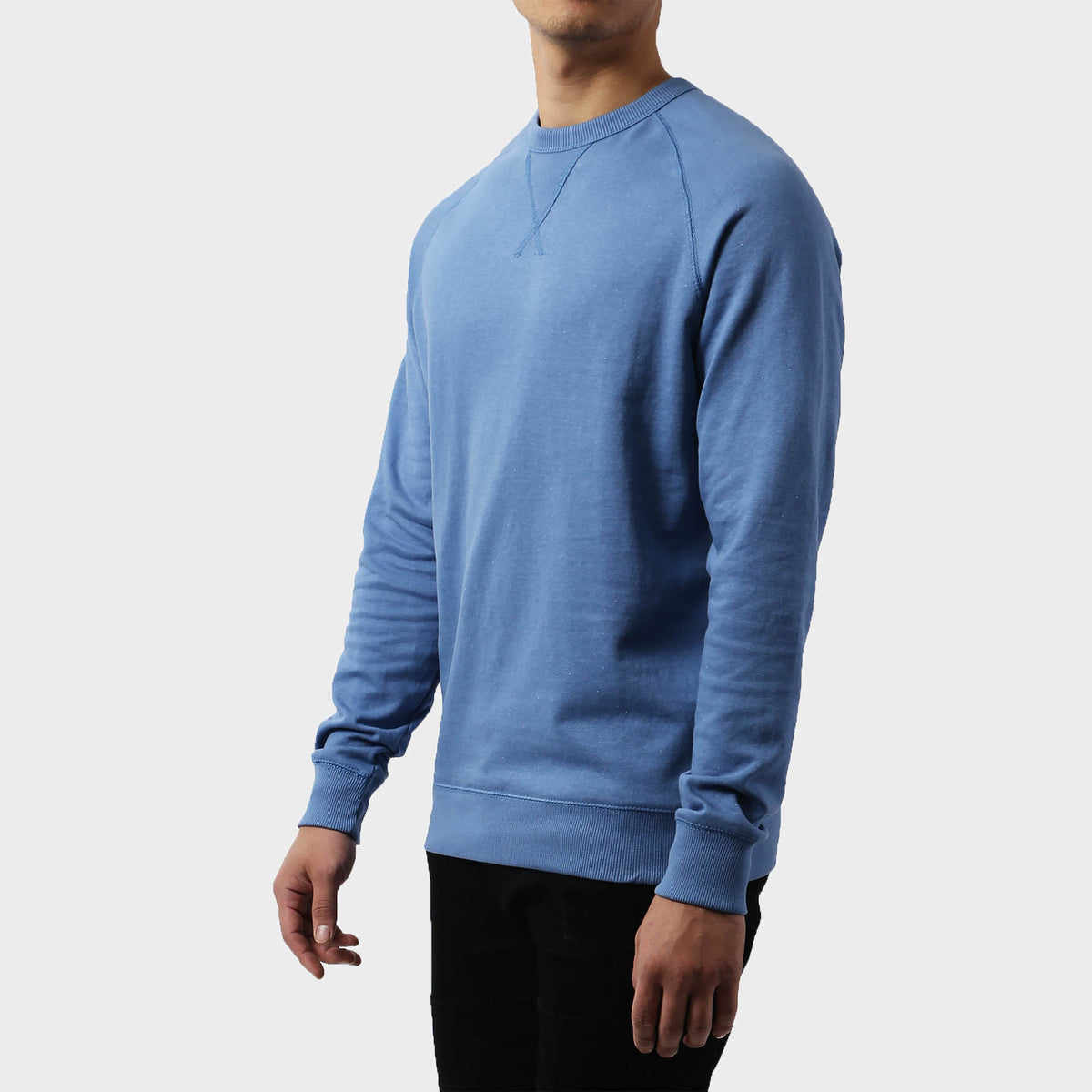 Men’s French Terry Crew Neck Sweater in sweater_cardigan_crew neck sweater_long sweater_mens sweater_cute sweaters_mens cardigan_french terry fabric_french terry_Slate - Hat and Be