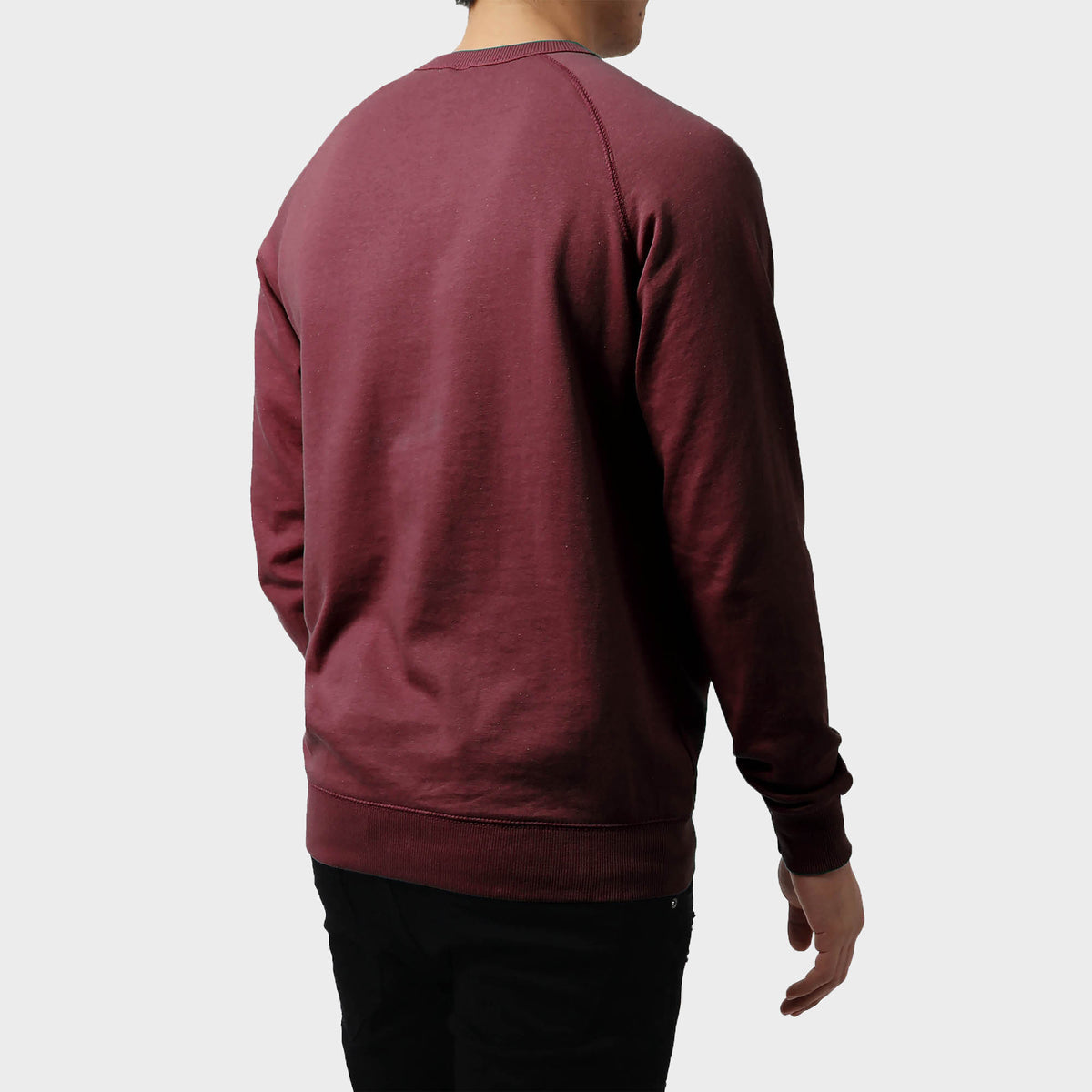 Men’s French Terry Crew Neck Sweater in sweater_cardigan_crew neck sweater_long sweater_mens sweater_cute sweaters_mens cardigan_french terry fabric_french terry_Wine - Hat and Bey