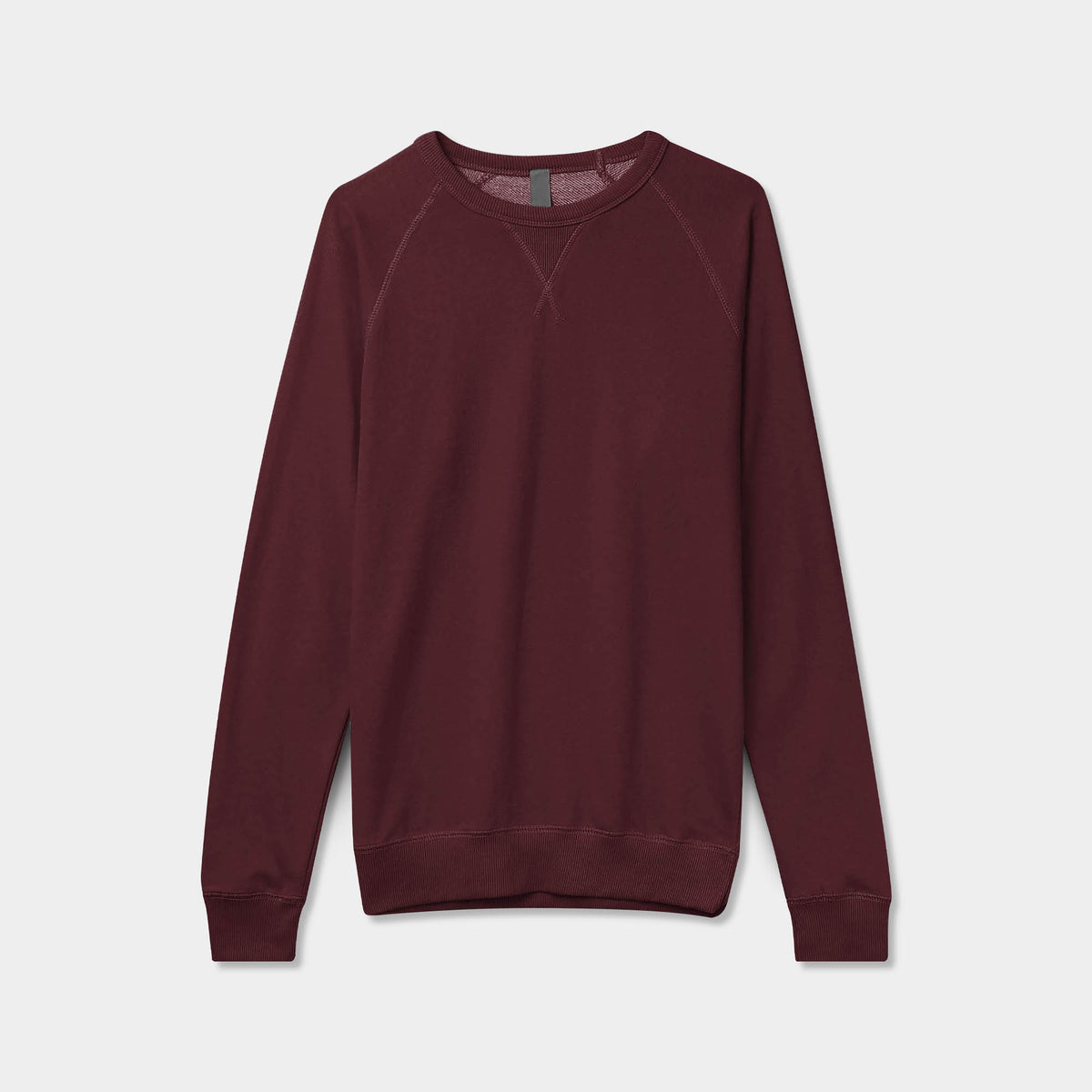 Men’s French Terry Crew Neck Sweater in sweater_cardigan_crew neck sweater_long sweater_mens sweater_cute sweaters_mens cardigan_french terry fabric_french terry_Wine - Hat and Bey