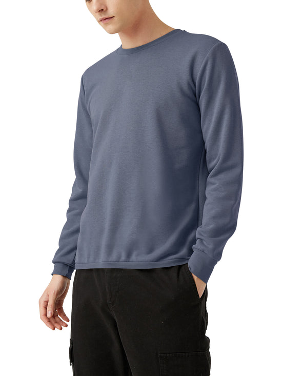 Men’s Garment Dyed Organic Cotton Long Sleeve T Shirt in Blue Horizon - Hat and Beyond blank tee