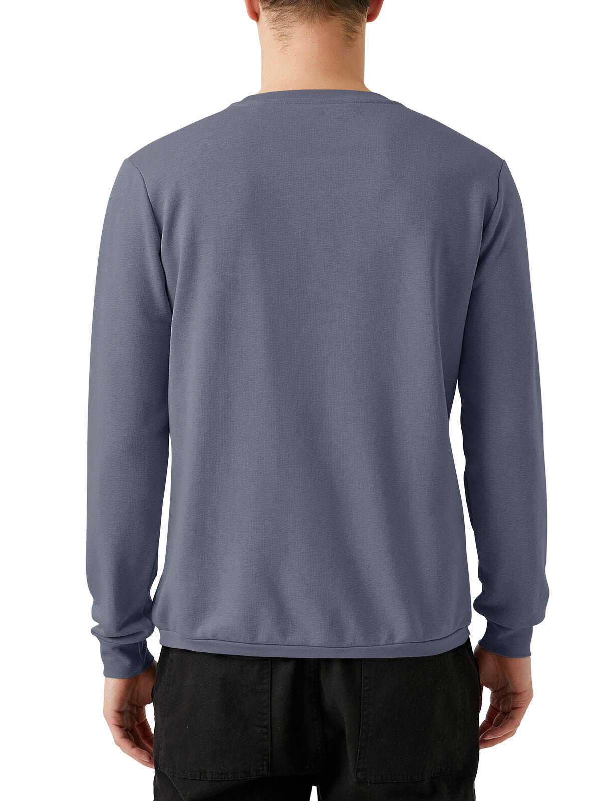 Men’s Garment Dyed Organic Cotton Long Sleeve T Shirt in Blue Horizon - Hat and Beyond blank tee