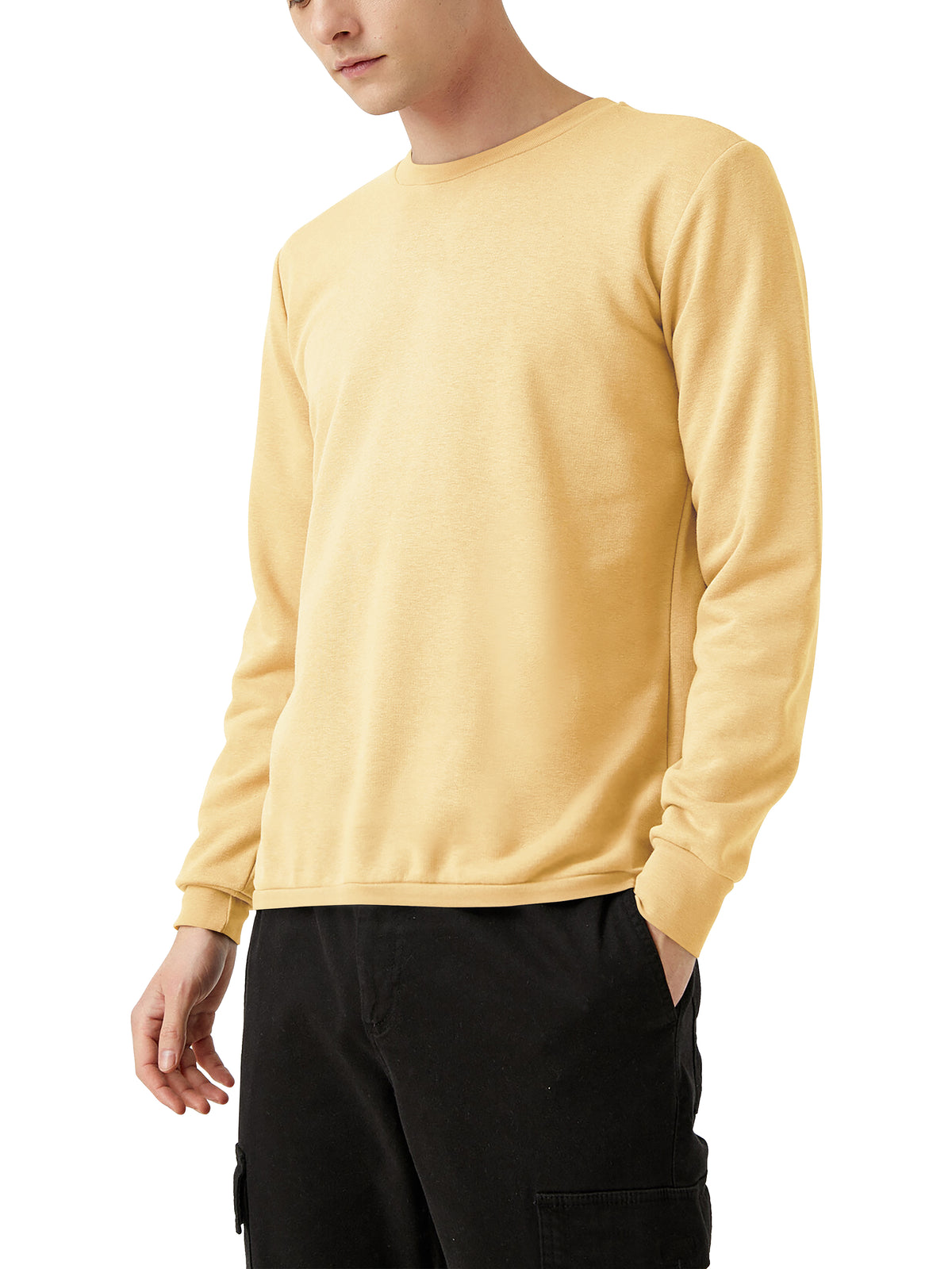 Men’s Garment Dyed Organic Cotton Long Sleeve T Shirt in Lemonade - Hat and Beyond blank tee