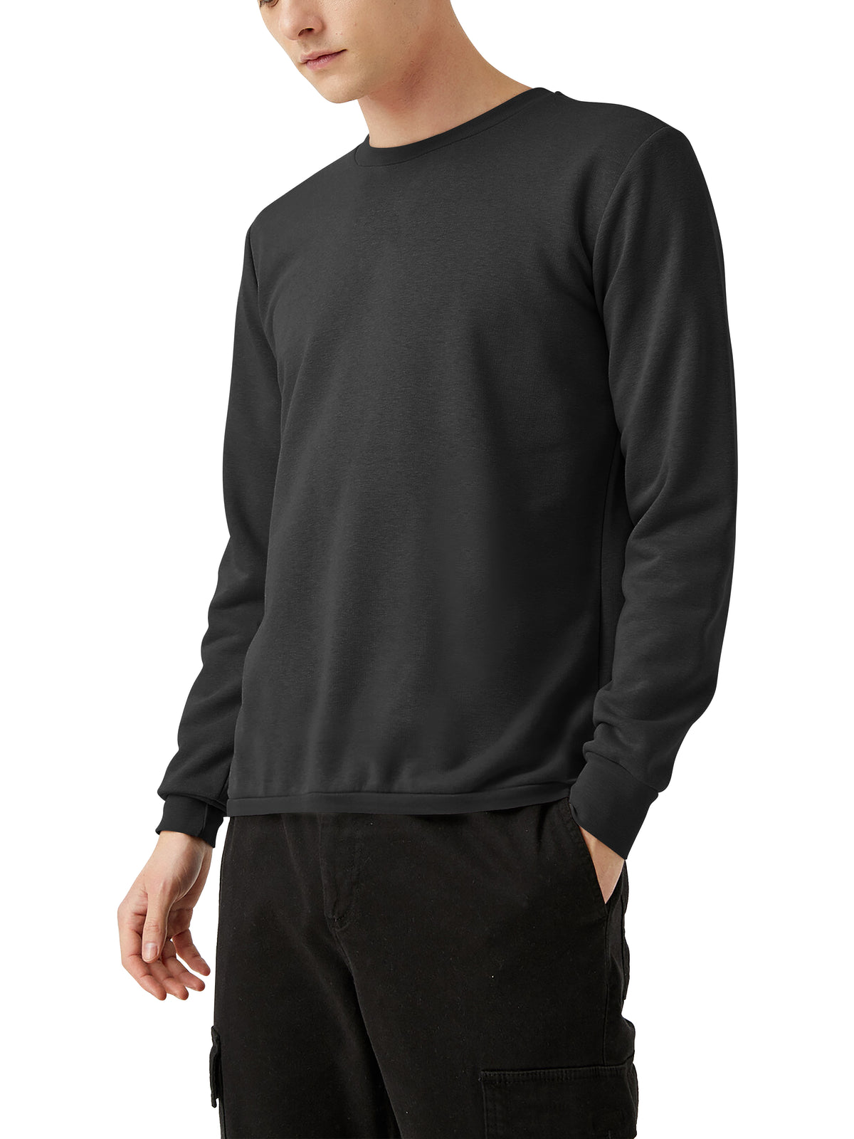 Men’s Garment Dyed Organic Cotton Long Sleeve T Shirt in Pirate Black - Hat and Beyond blank tee