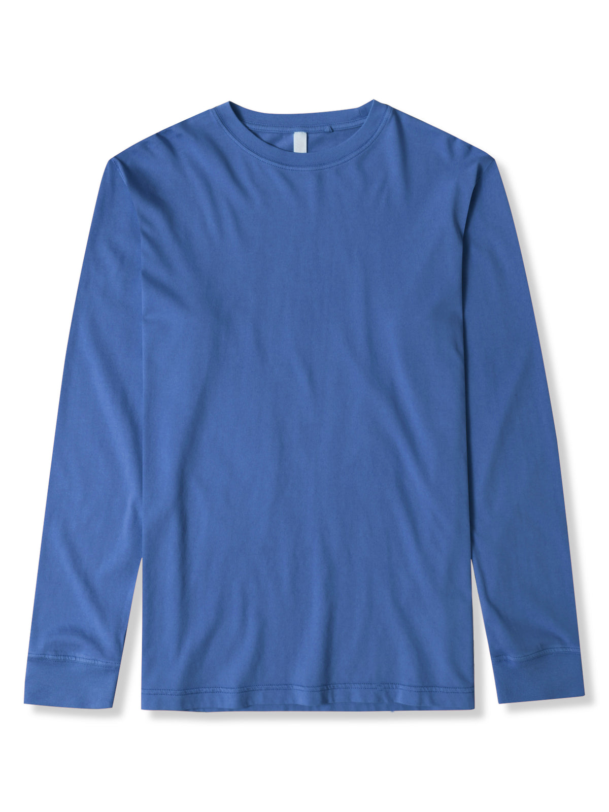 Men’s Garment Dyed Organic Cotton Long Sleeve T Shirt in Regatta Blue - Hat and Beyond blank tee