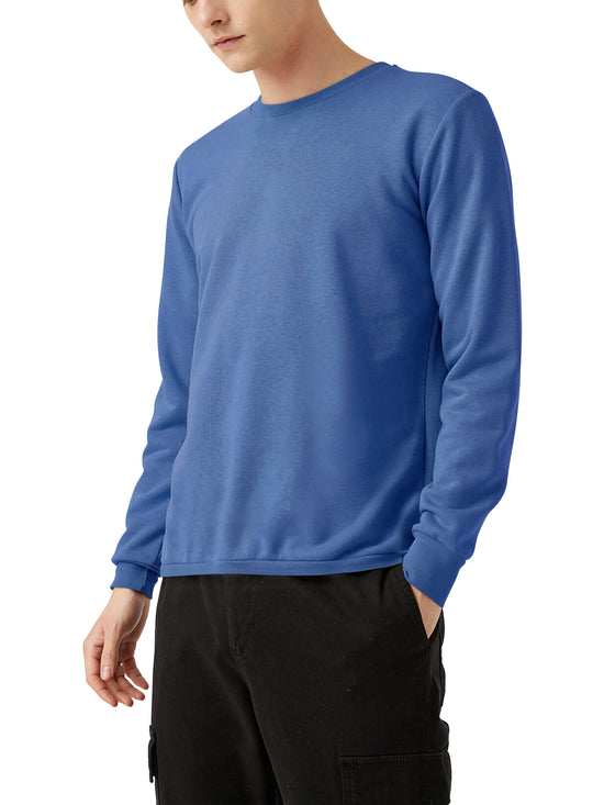 Men’s Garment Dyed Organic Cotton Long Sleeve T Shirt in Regatta Blue - Hat and Beyond blank tee