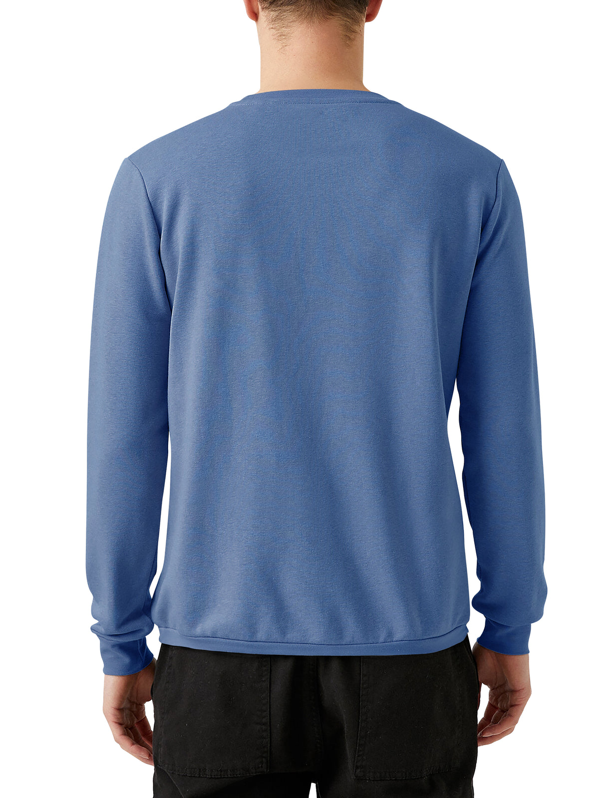 Men’s Garment Dyed Organic Cotton Long Sleeve T Shirt in Regatta Blue - Hat and Beyond blank tee