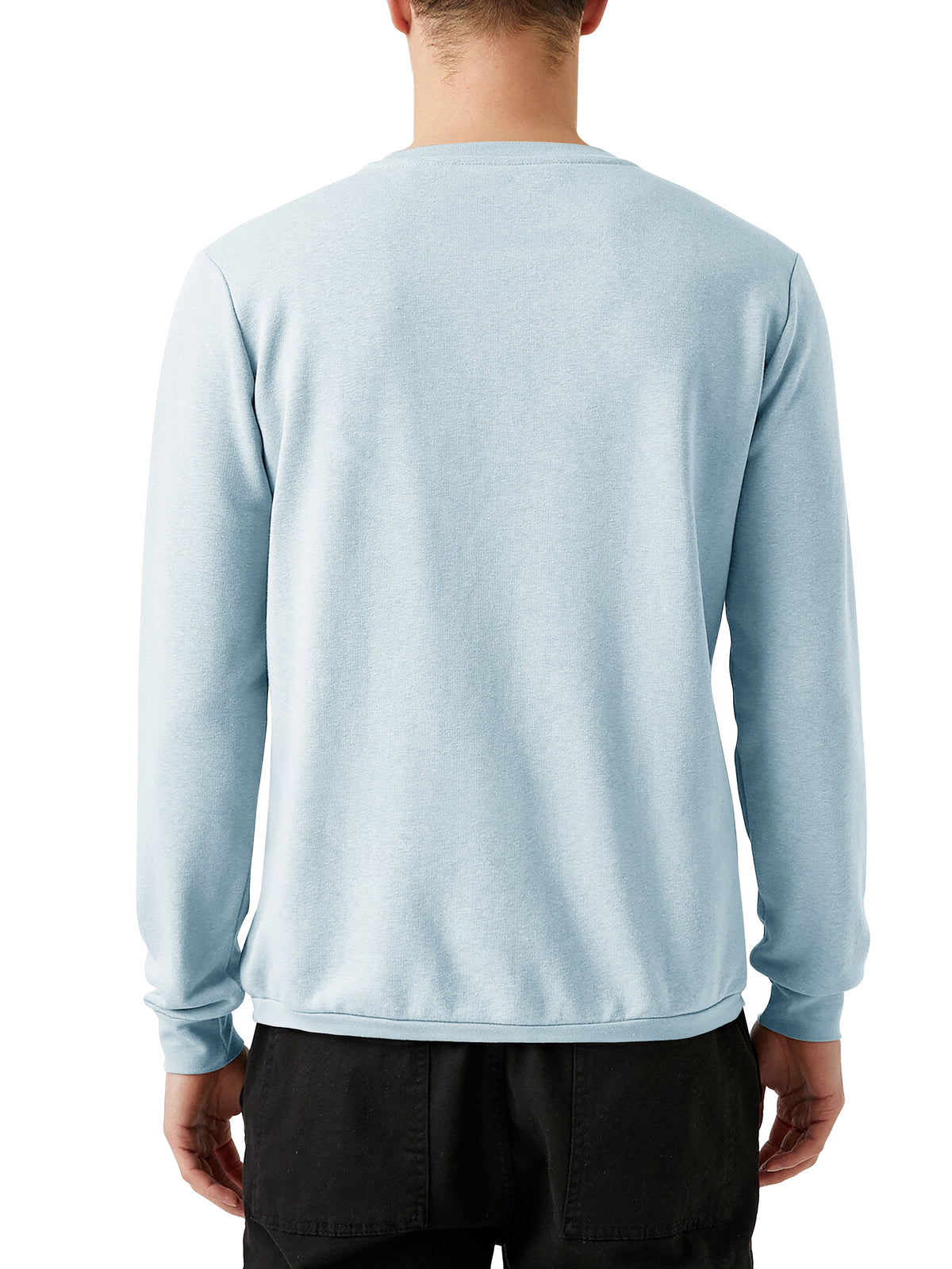 Men’s Garment Dyed Organic Cotton Long Sleeve T Shirt in Sky Blue - Hat and Beyond blank tee