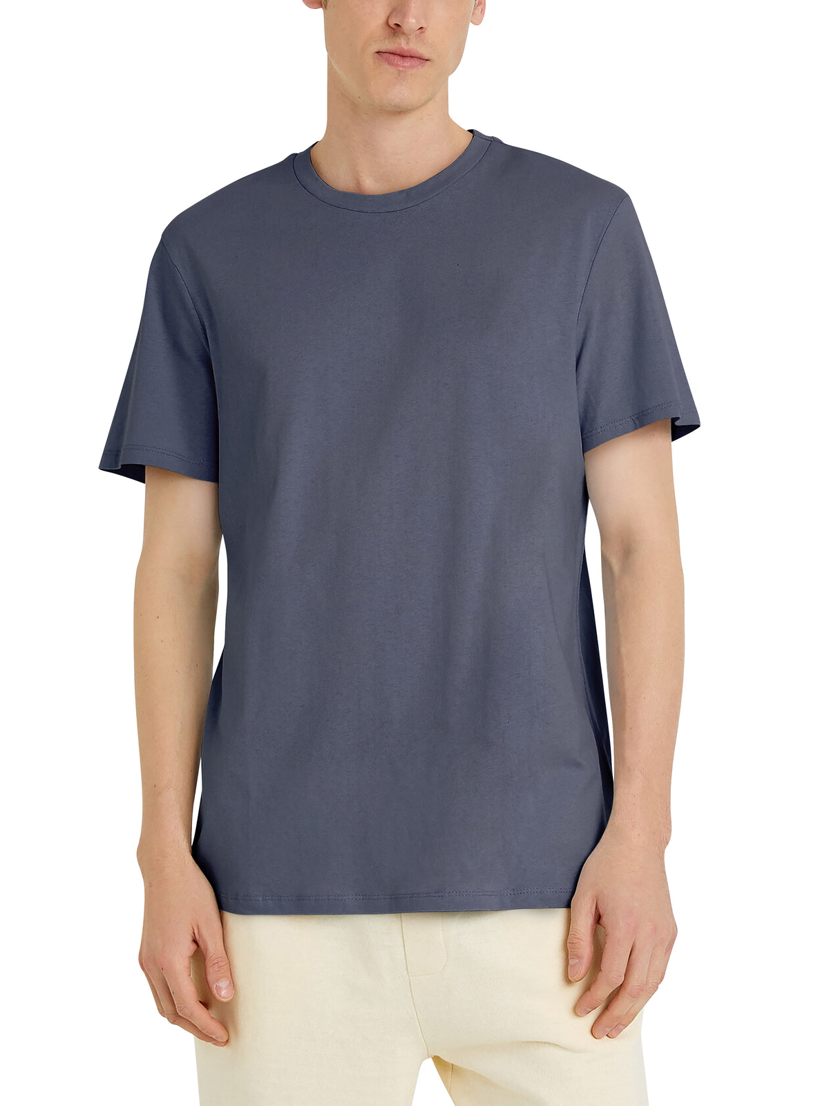 Men’s Organic Premium Cotton Garment Dye Short Sleeve T Shirt in Blue Horizon - Hat and Beyond blank tee