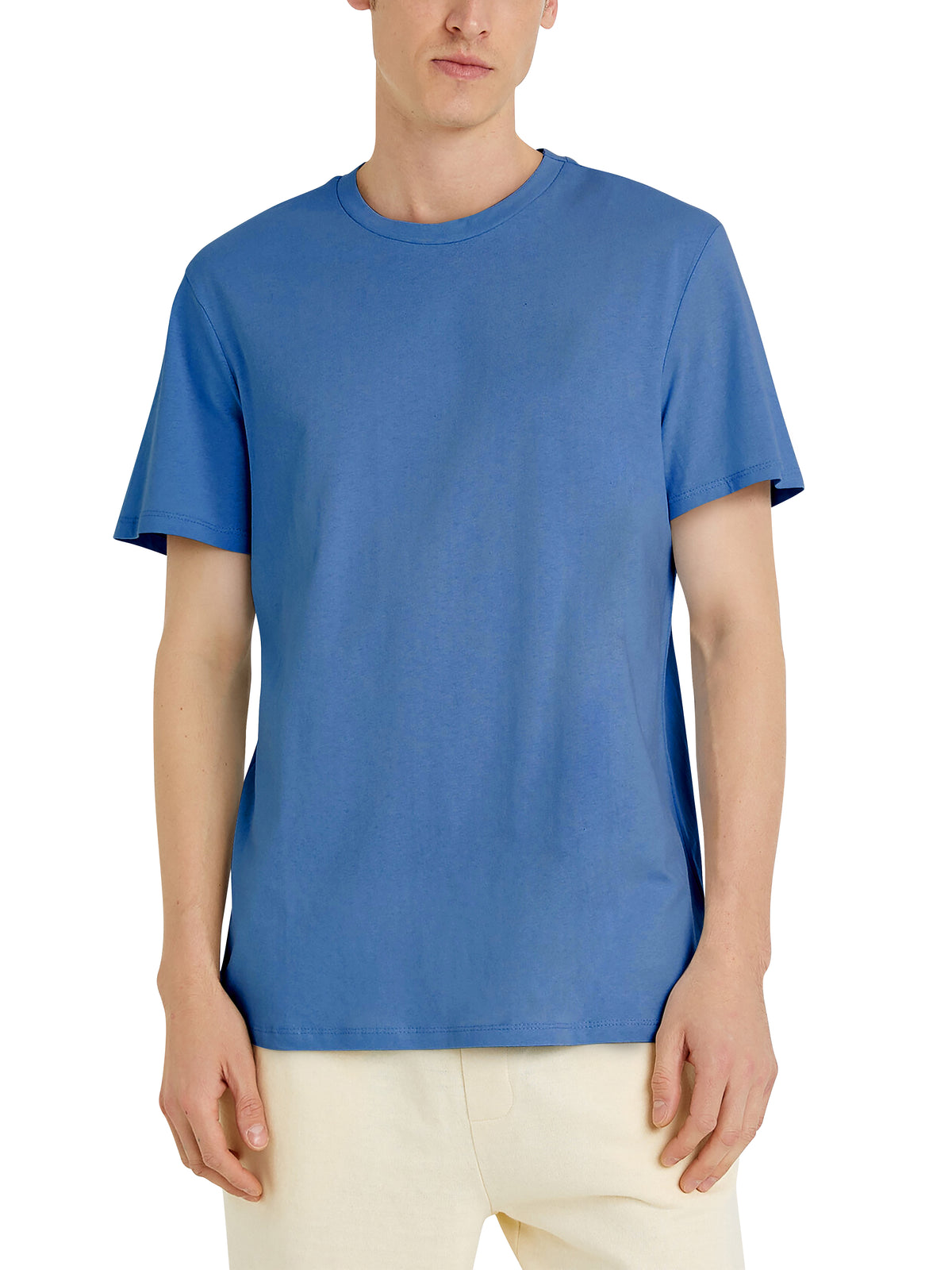 Men’s Organic Premium Cotton Garment Dye Short Sleeve T Shirt in Regatta Blue - Hat and Beyond blank tee