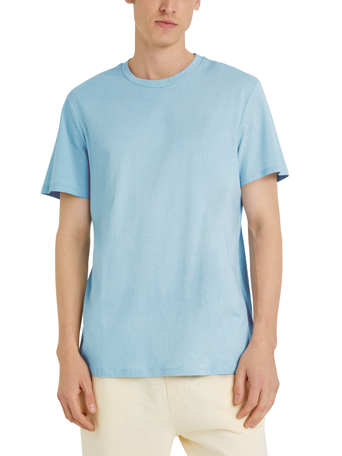 Men’s Organic Premium Cotton Garment Dye Short Sleeve T Shirt in Sky Blue - Hat and Beyond blank tee