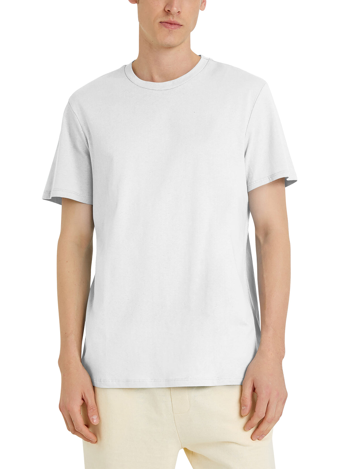 Men’s Organic Premium Cotton Garment Dye Short Sleeve T Shirt in White - Hat and Beyond blank tee