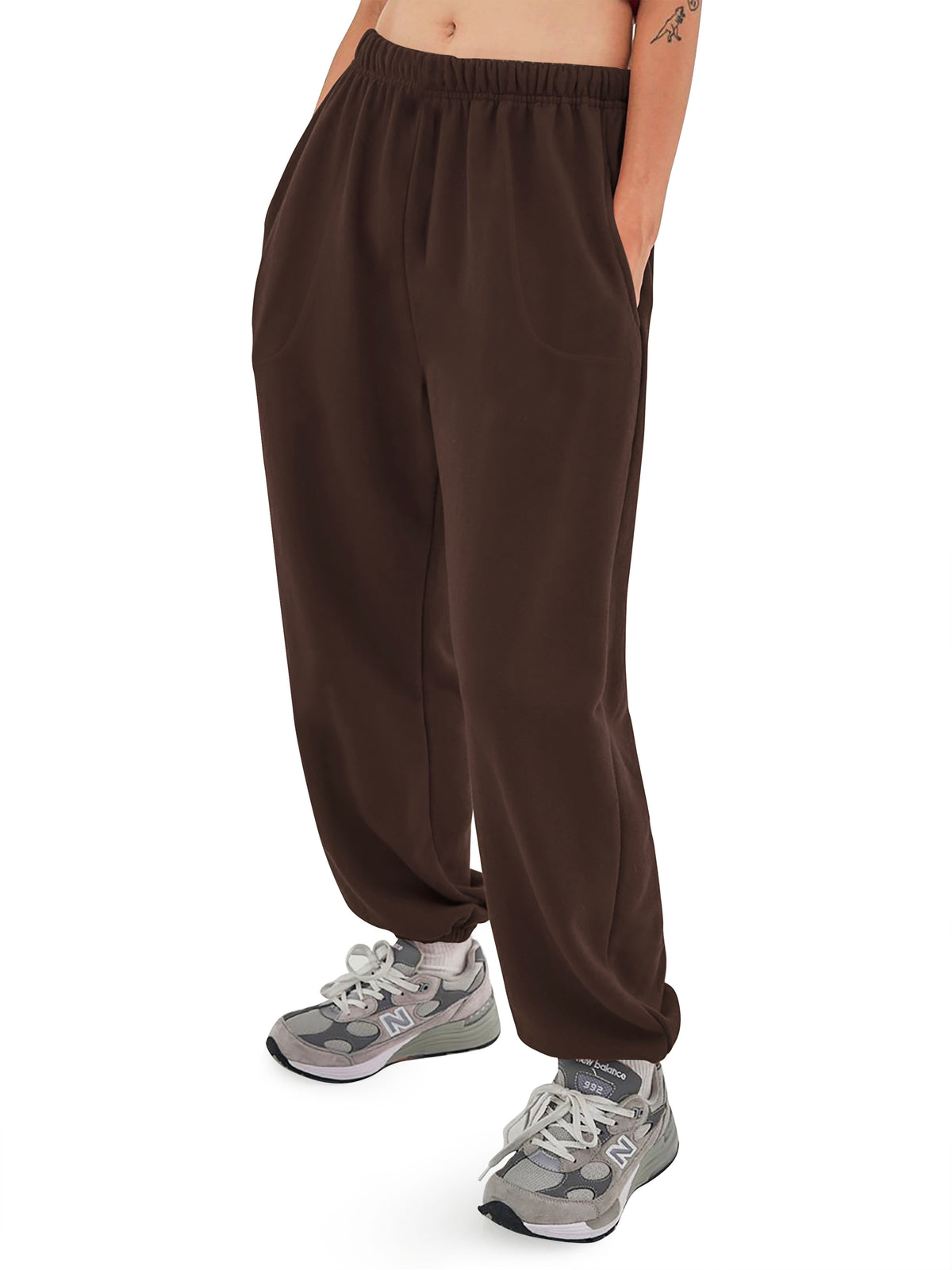 Women’s Women Oversized Fit Lounge Jogger Sweatpants with Pocket S-2XL in Brown - Hat and Beyond fleece joggers