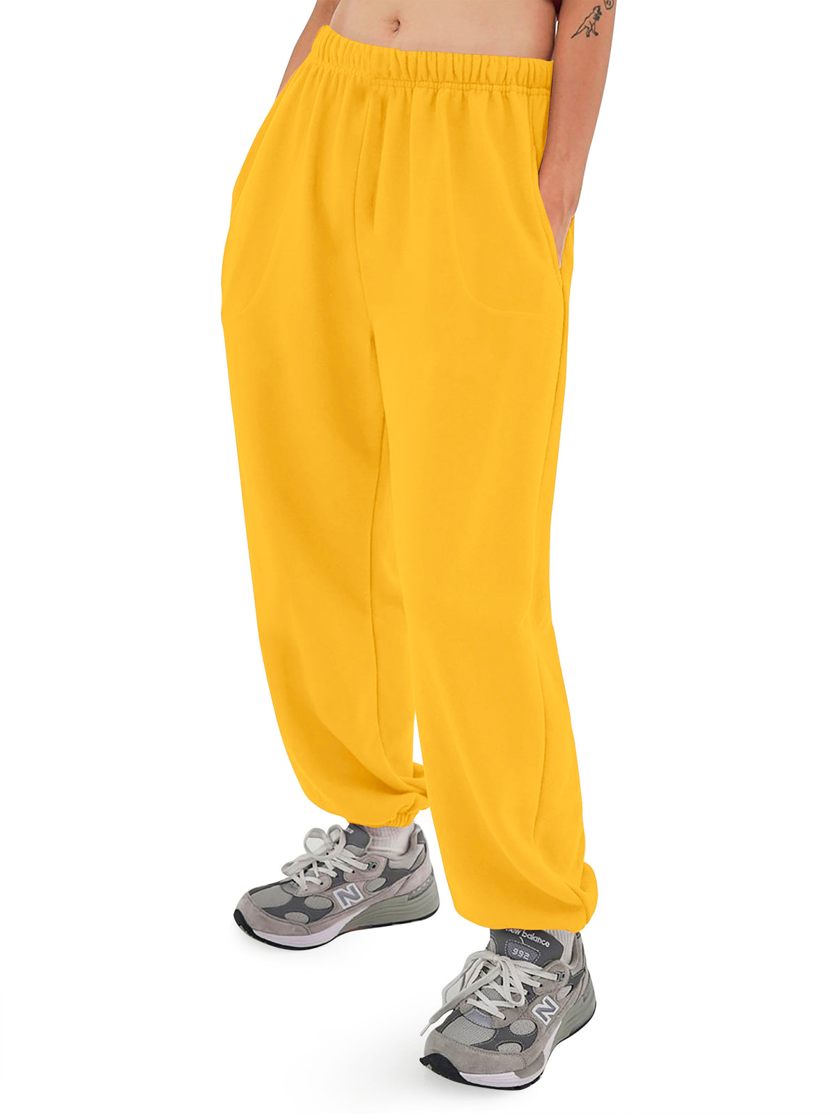 Women’s Women Oversized Fit Lounge Jogger Sweatpants with Pocket S-2XL in Gold - Hat and Beyond fleece joggers