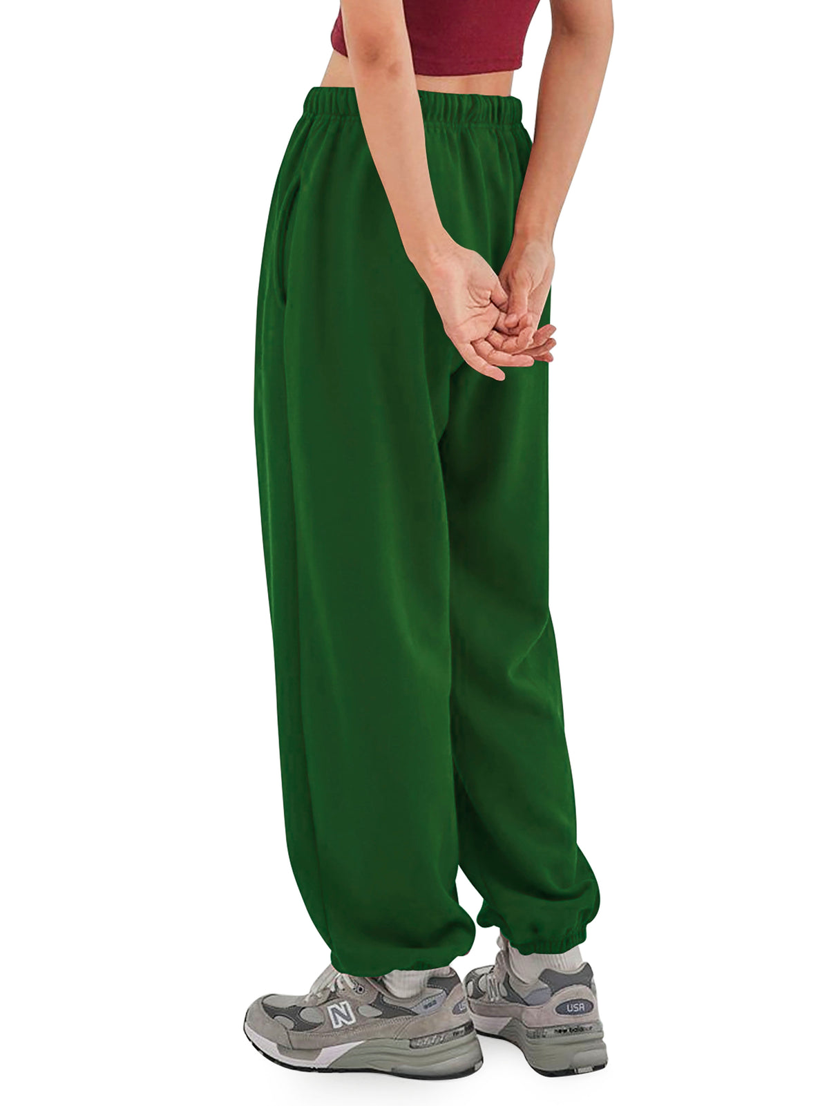 Women’s Women Oversized Fit Lounge Jogger Sweatpants with Pocket Plus Size 3XL-5XL in Green - Hat and Beyond fleece joggers