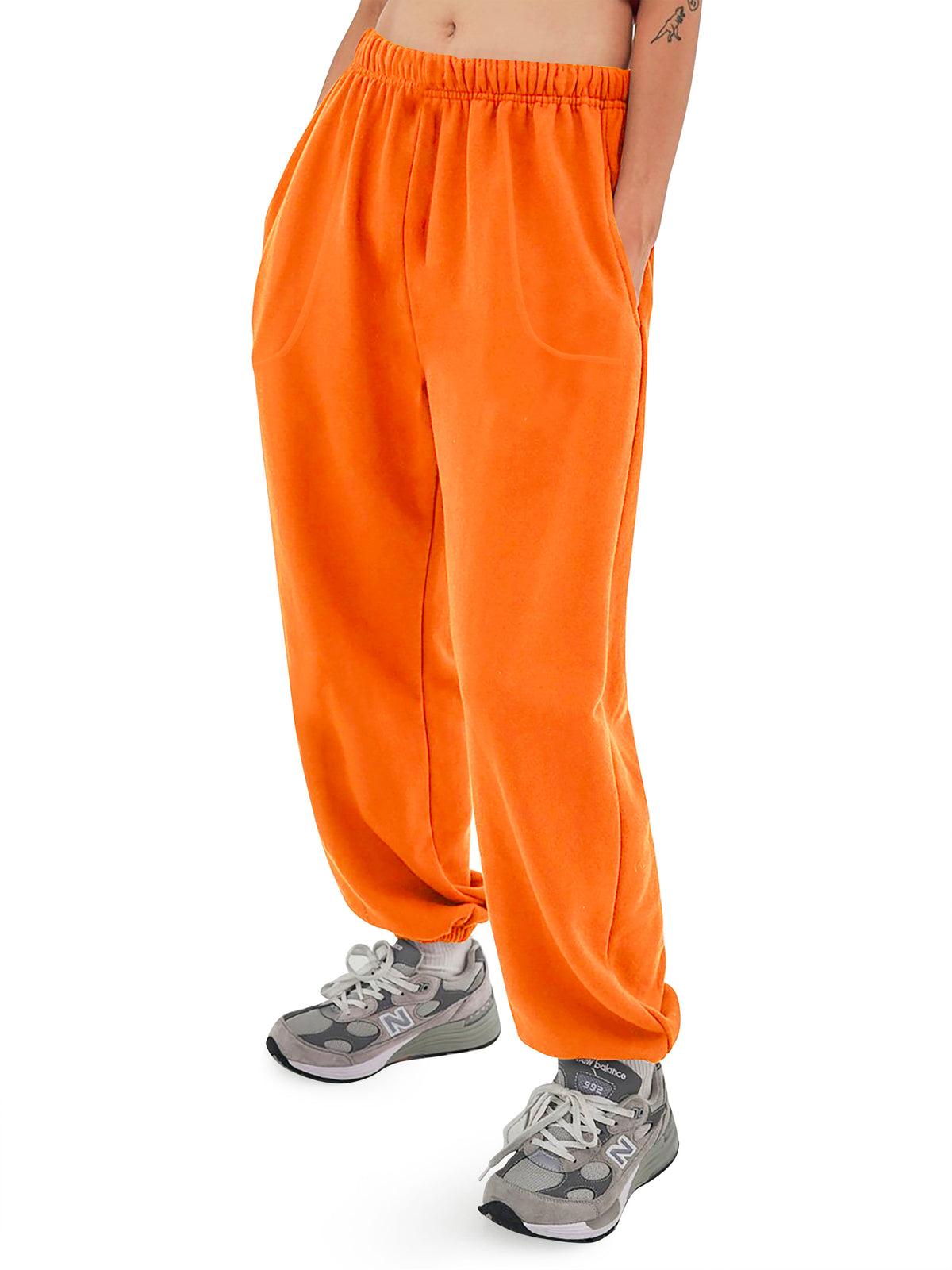 Women’s Women Oversized Fit Lounge Jogger Sweatpants with Pocket S-2XL in Orange - Hat and Beyond fleece joggers