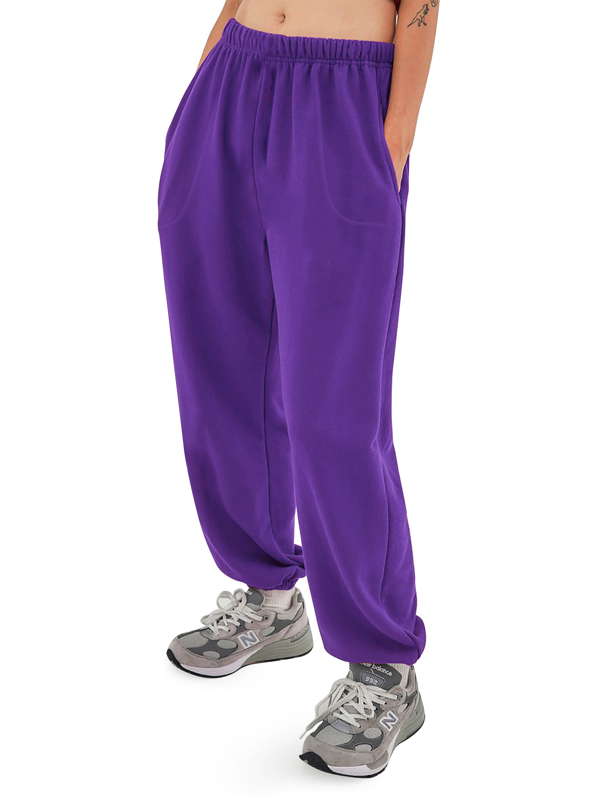 Women’s Women Oversized Fit Lounge Jogger Sweatpants with Pocket S-2XL in Purple - Hat and Beyond fleece joggers